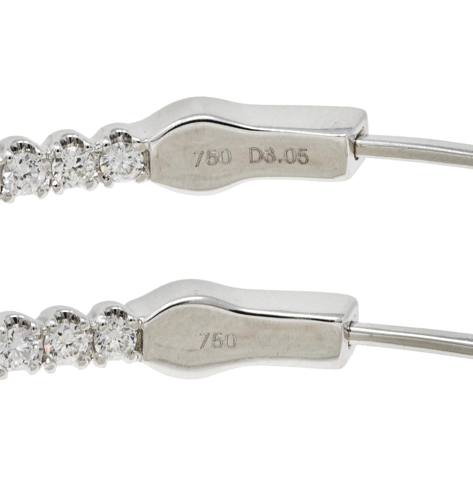Contemporary 3.05 CTW Diamond 18 Karat White Gold 58 MM Hoop Earrings - Image 6