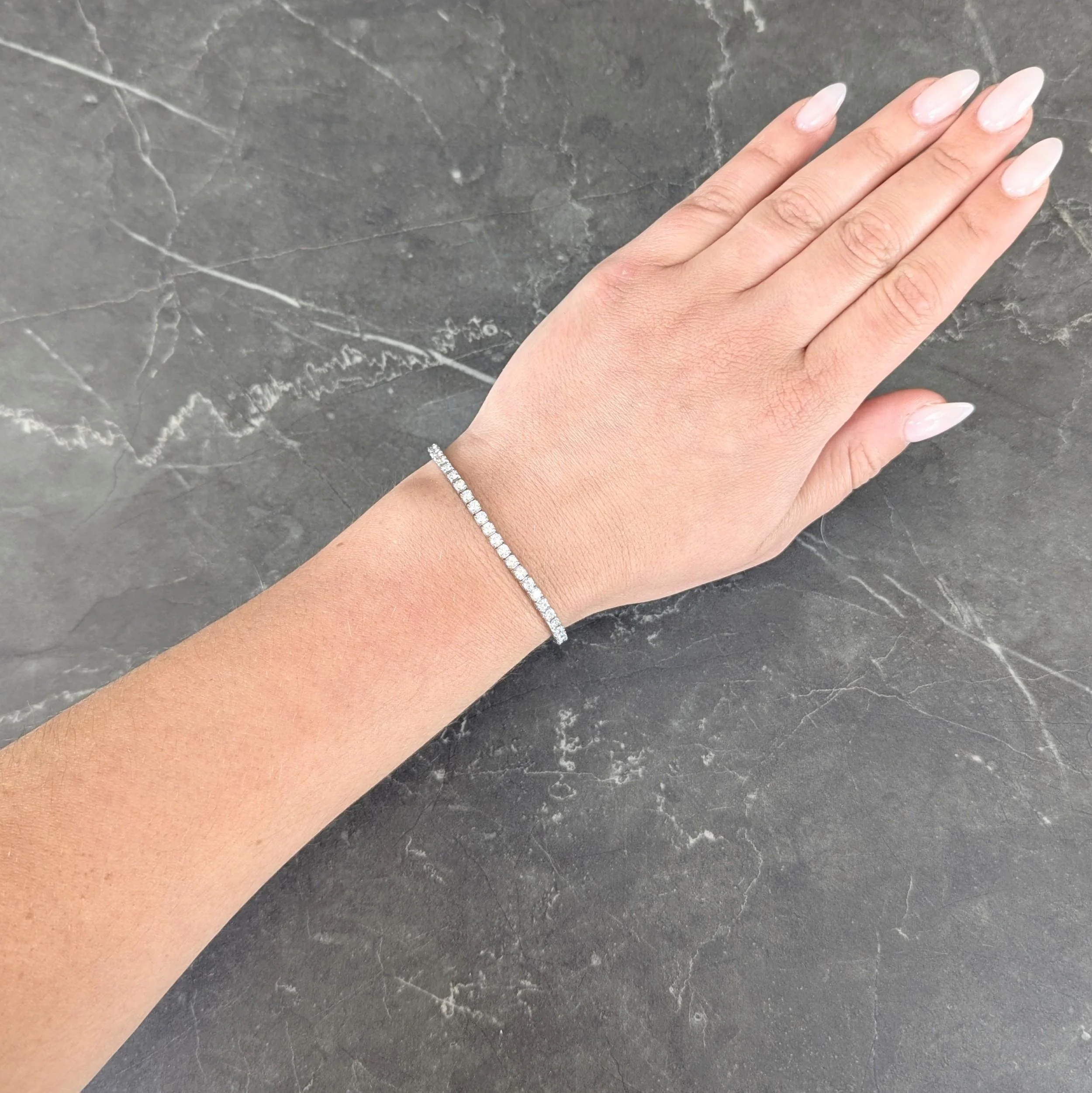 Contemporary 3.24 CTW Diamond 14 Karat White Gold Tennis Line Bracelet - Image 10
