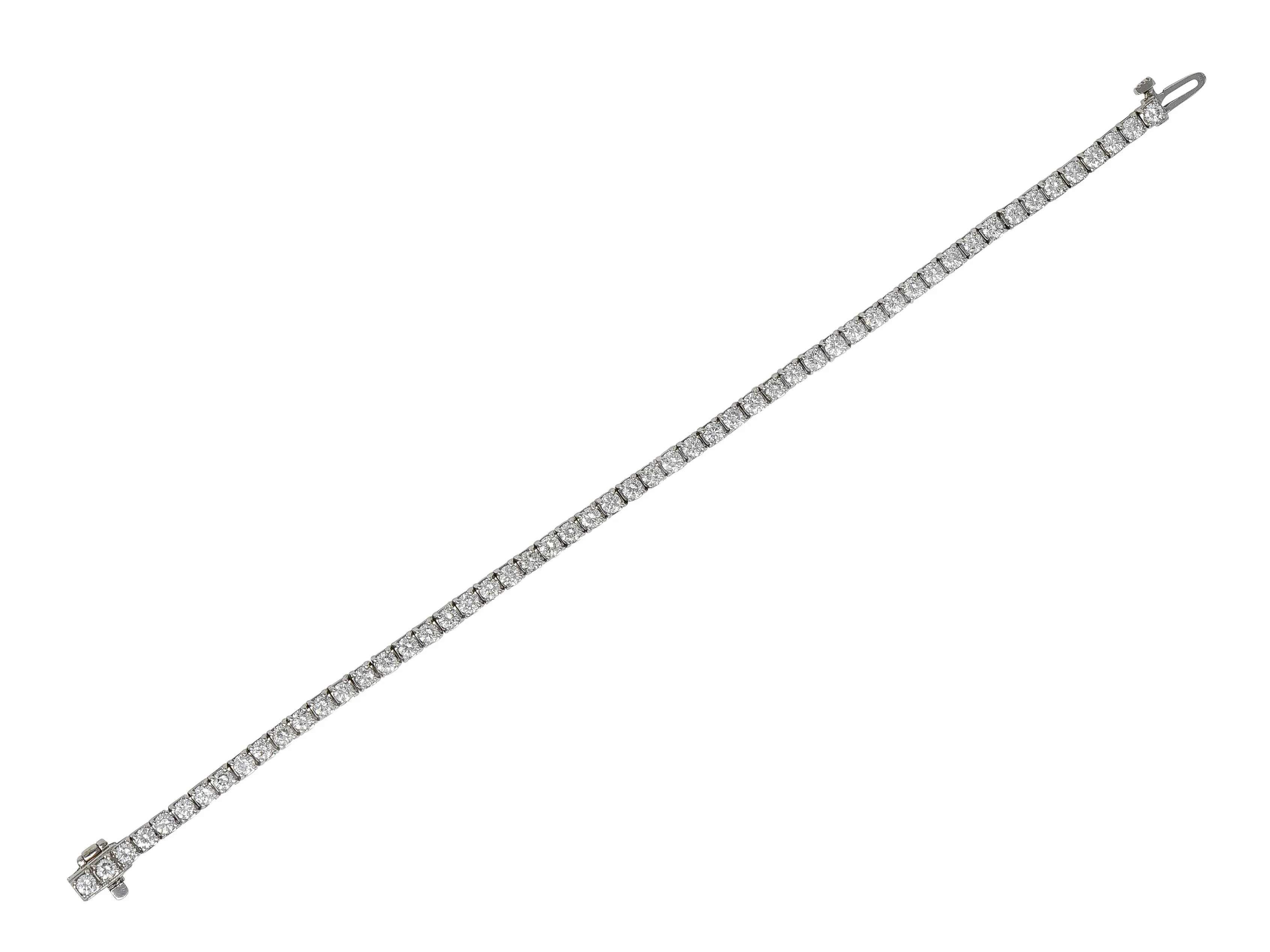 Contemporary 3.24 CTW Diamond 14 Karat White Gold Tennis Line Bracelet - Image 2