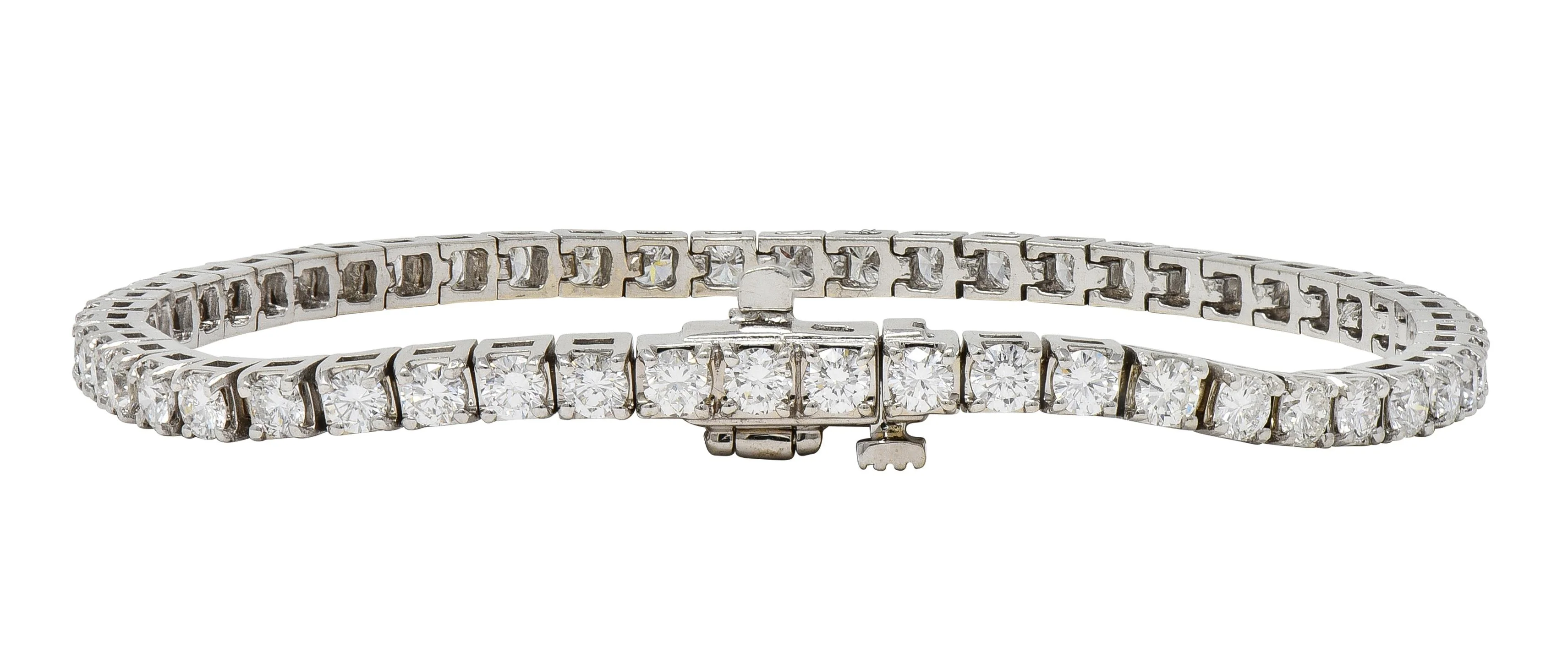 Contemporary 3.24 CTW Diamond 14 Karat White Gold Tennis Line Bracelet - Image 3