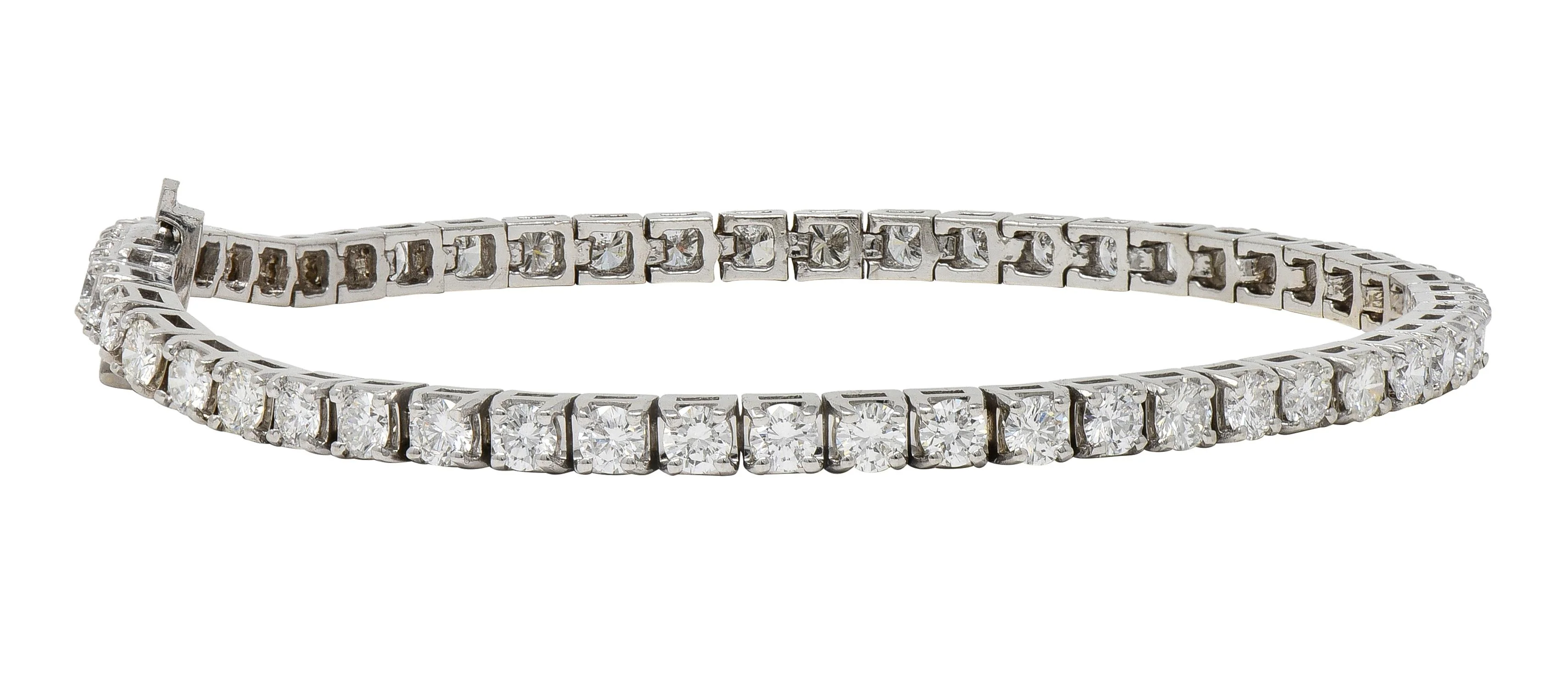 Contemporary 3.24 CTW Diamond 14 Karat White Gold Tennis Line Bracelet - Image 9