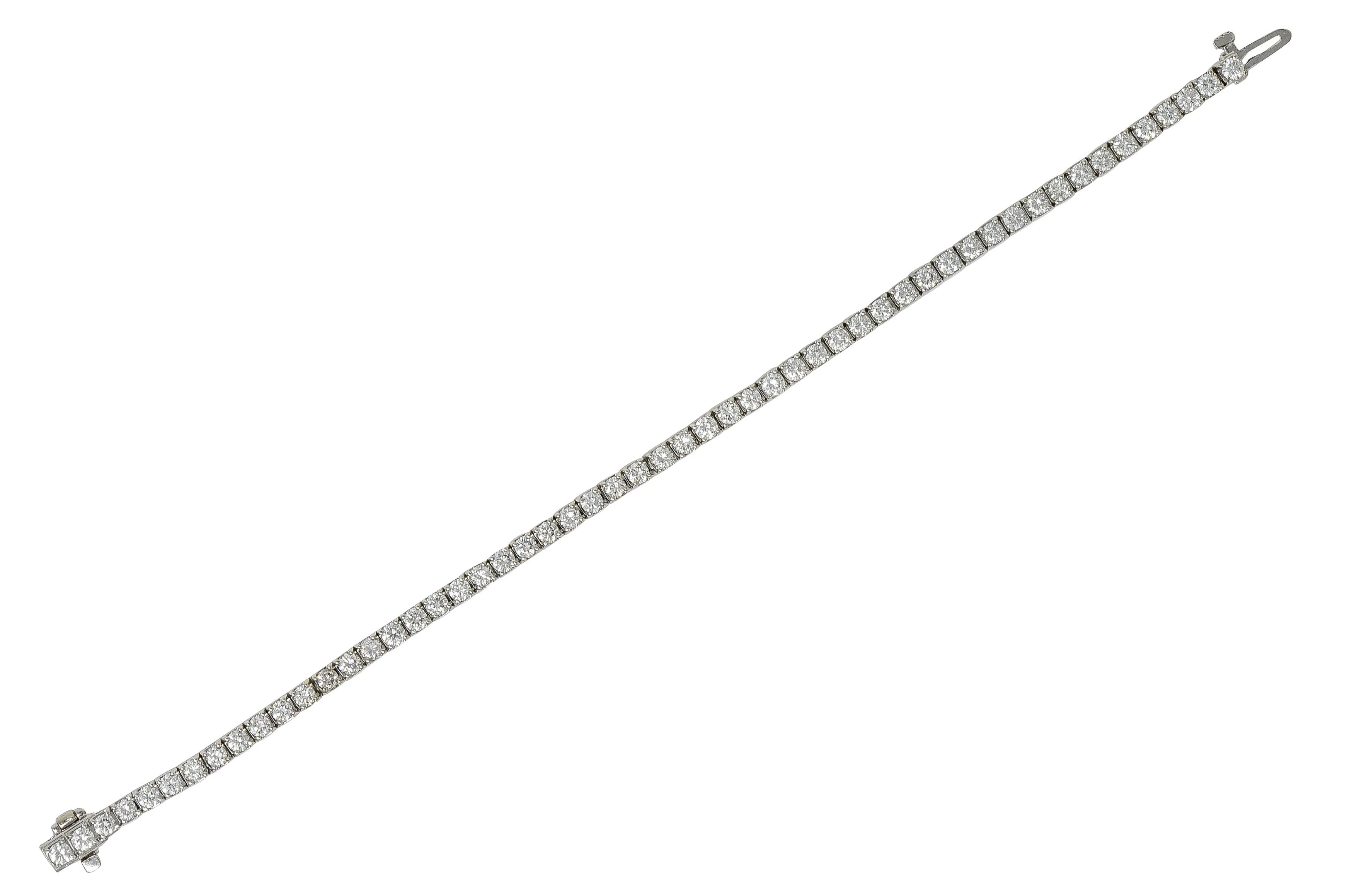 Contemporary 3.25 CTW Diamond 14 Karat White Gold Tennis Line Bracelet - Image 2