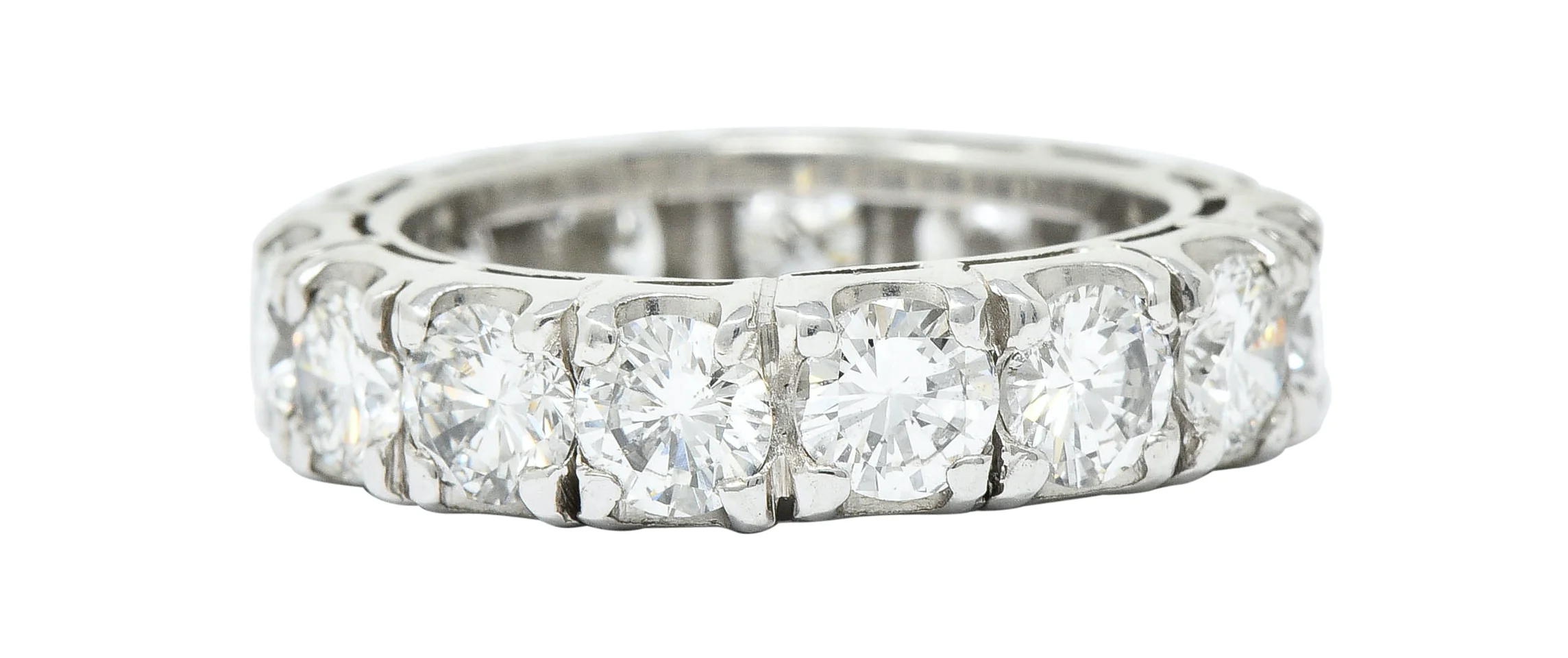 Contemporary 3.45 CTW Diamond Platinum Eternity Band Ring - Image 2