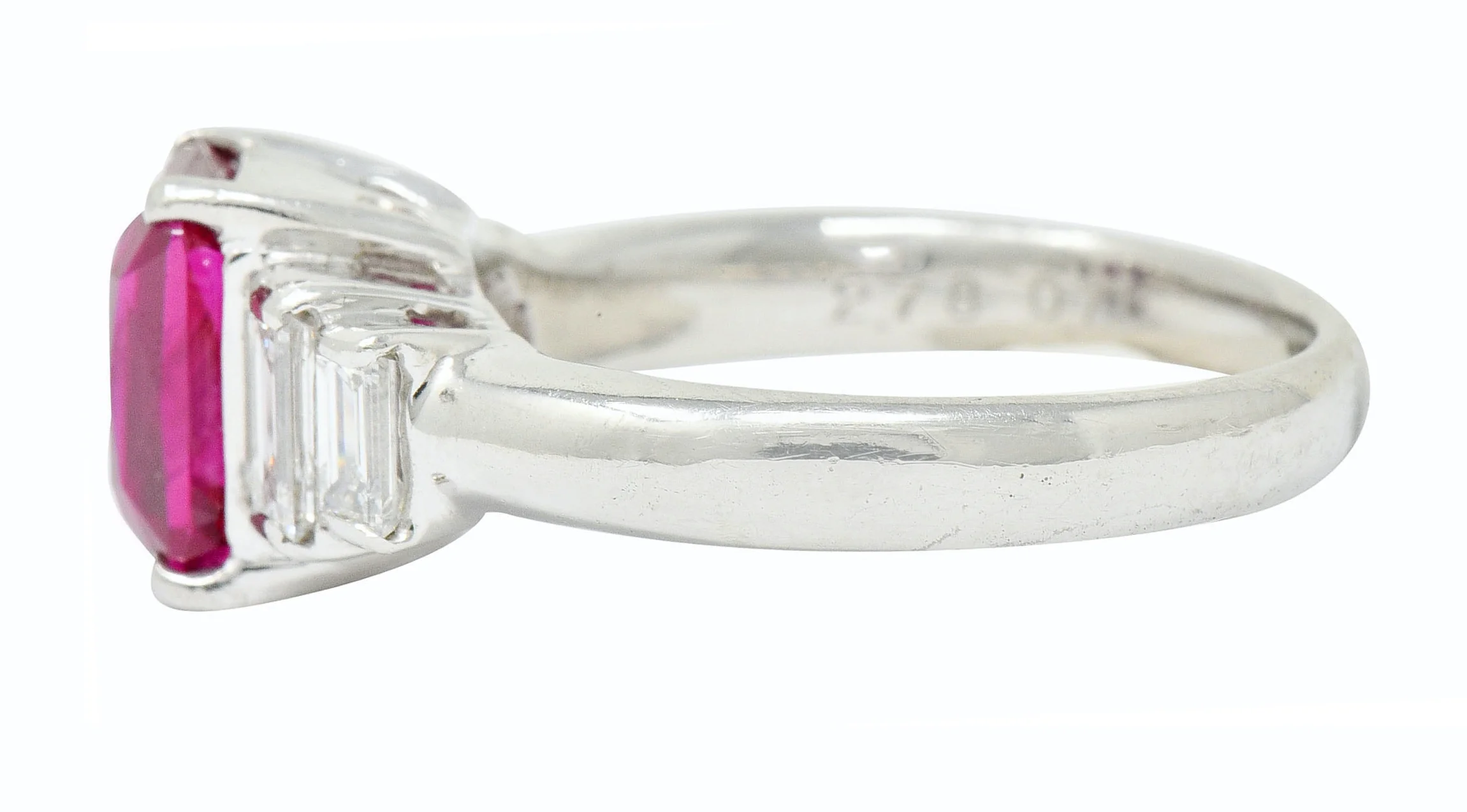 Contemporary 3.49 CTW Burma Ruby Diamond Platinum Stepped Statement Ring GIA - Image 5