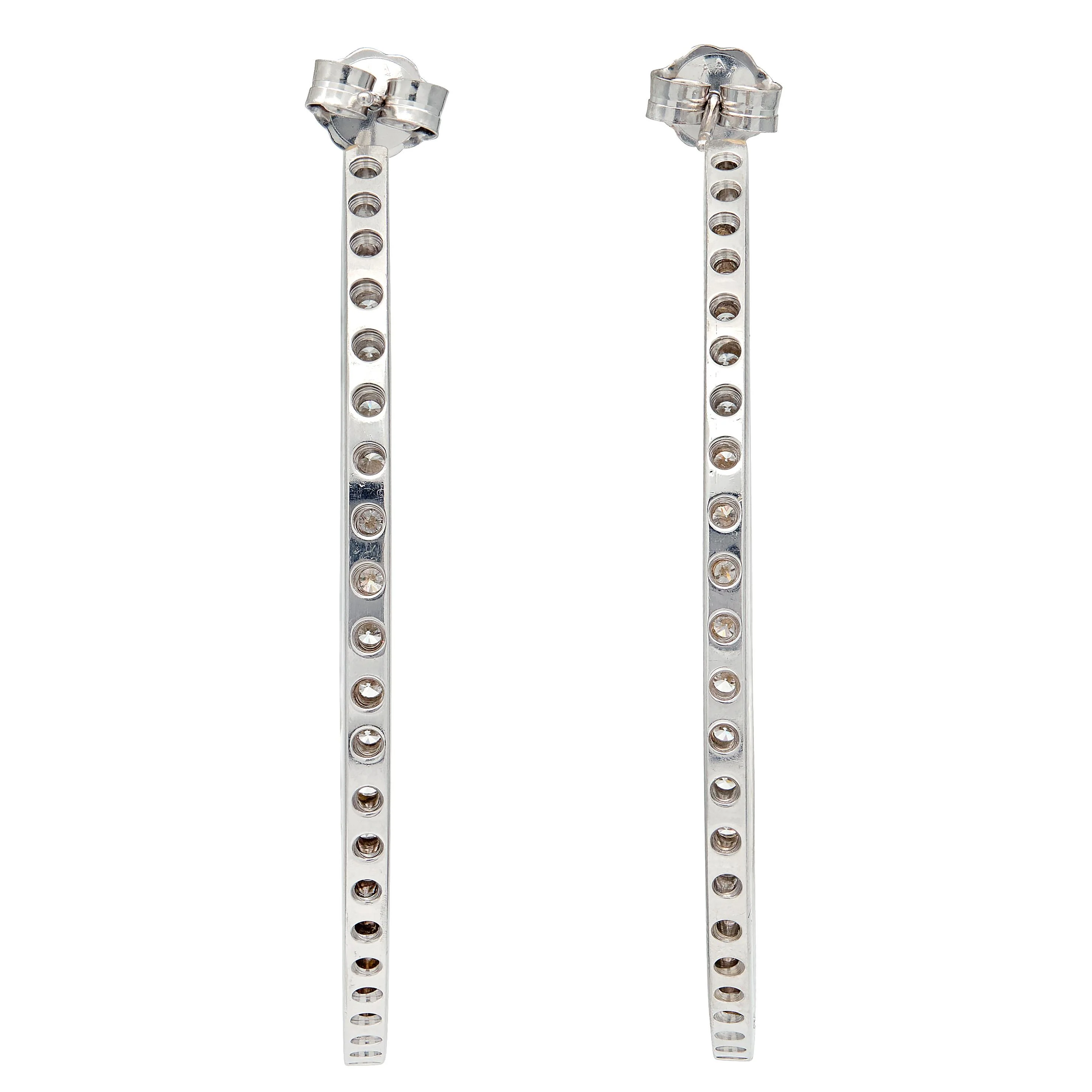 Contemporary 3.60 CTW Diamond 18 Karat White Gold Inside-Oustide Hoop Earrings - Image 4