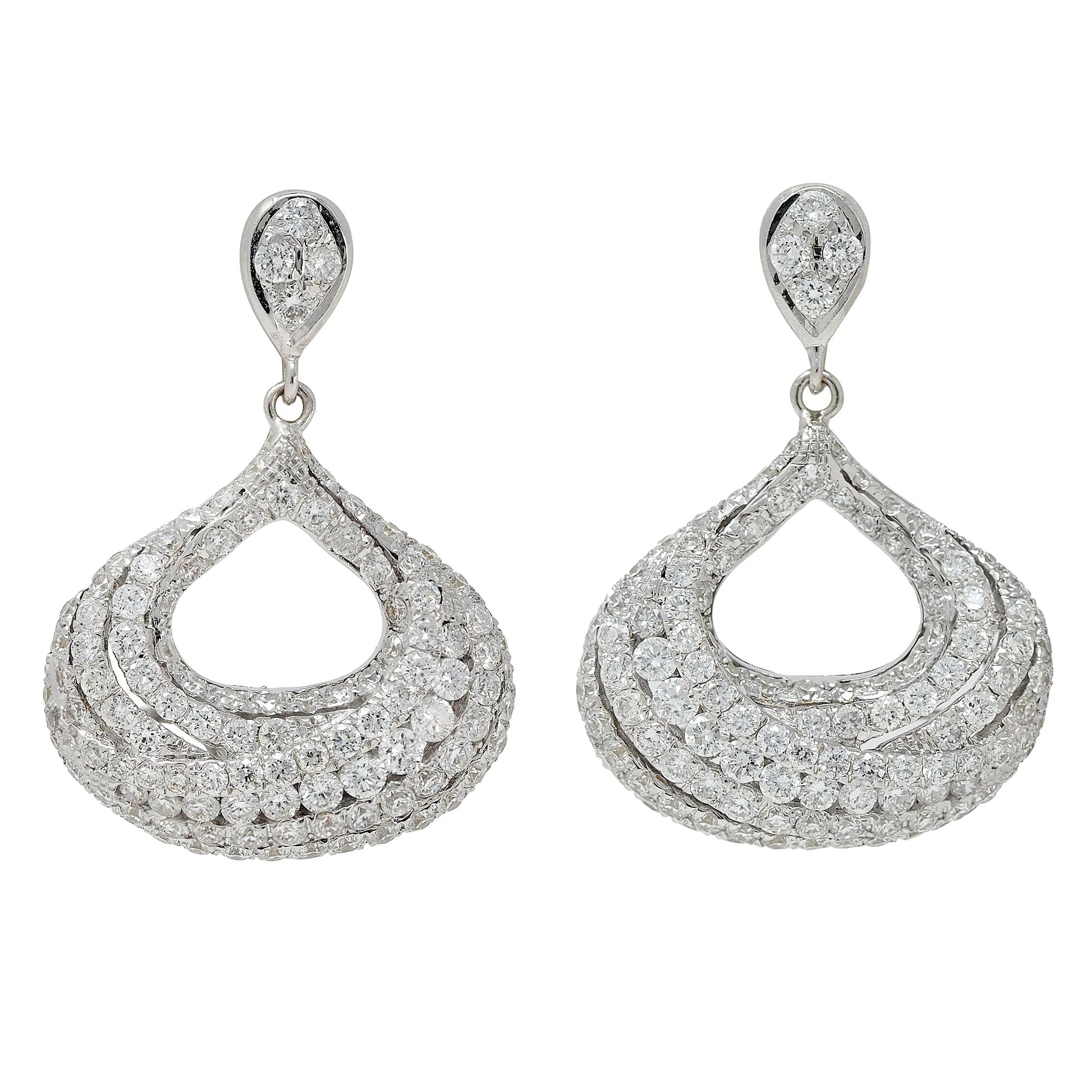 Contemporary 4.20 CTW Diamond 18 Karat Gold Sweeping Drop Earrings - Image 6