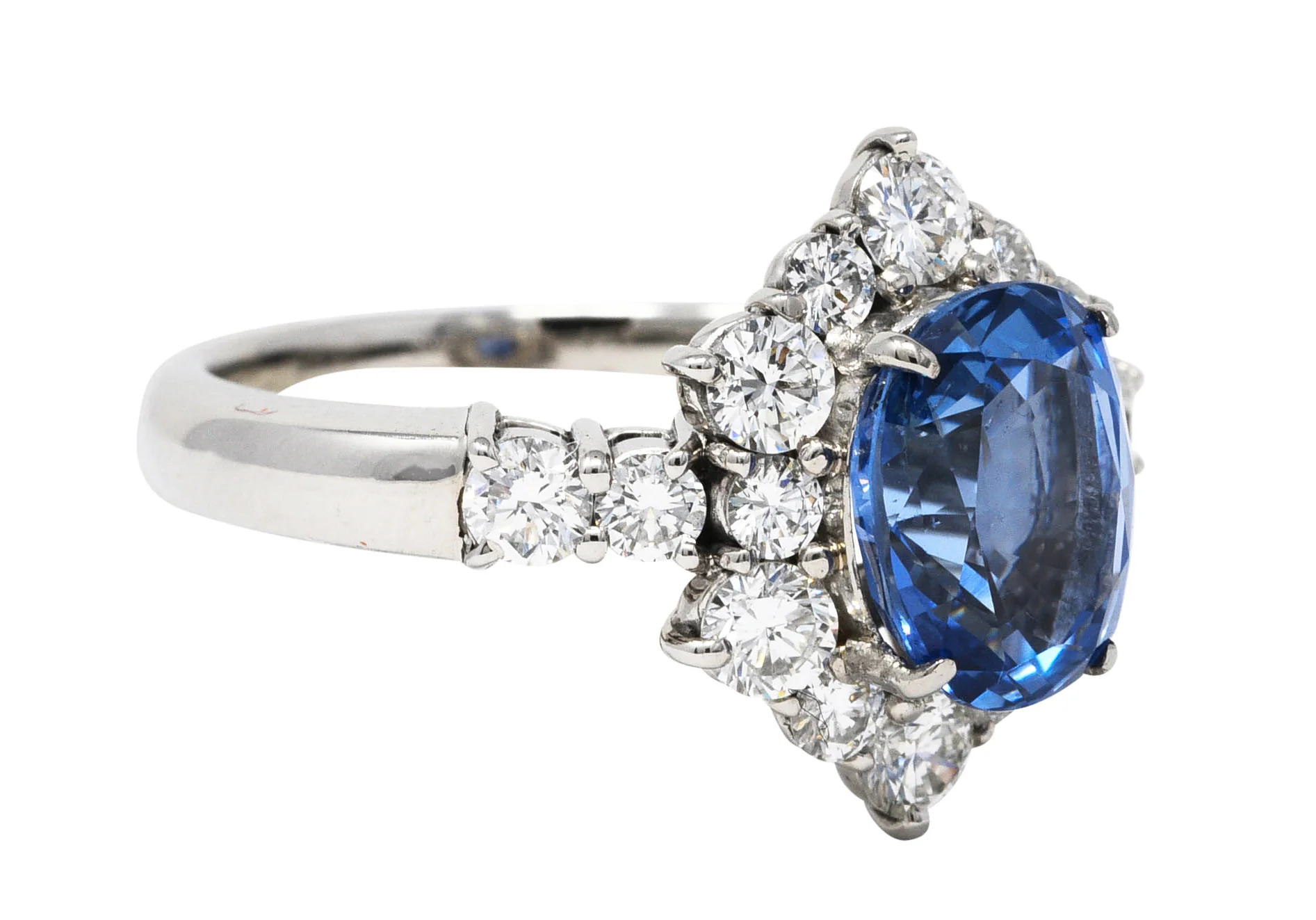 Contemporary 4.36 CTW Sapphire Diamond Platinum Cluster Ring - Image 2