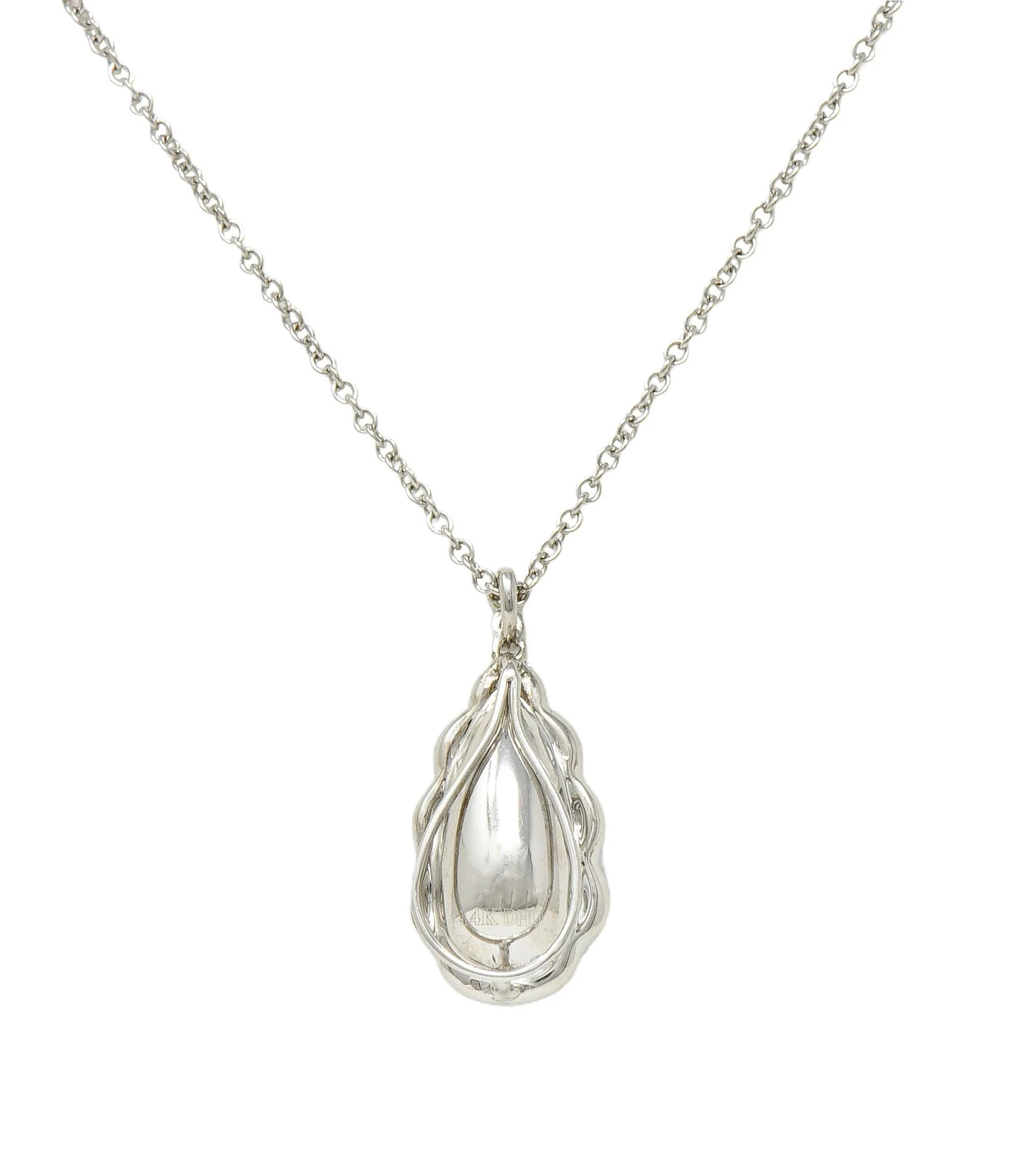 Contemporary 4.42 CTW Aquamarine Diamond 14 Karat White Gold Pendant Necklace - Image 12
