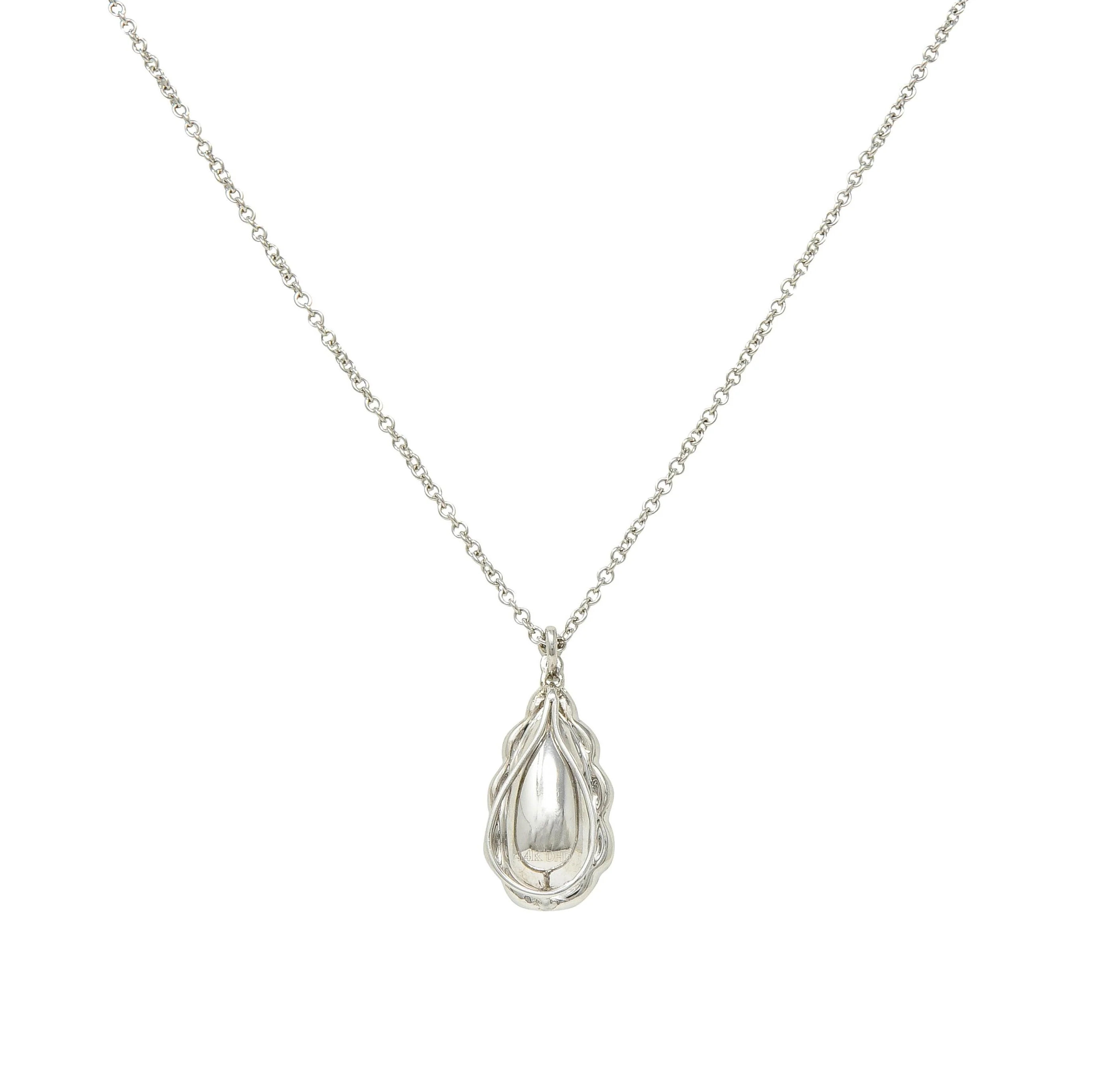 Contemporary 4.42 CTW Aquamarine Diamond 14 Karat White Gold Pendant Necklace - Image 5