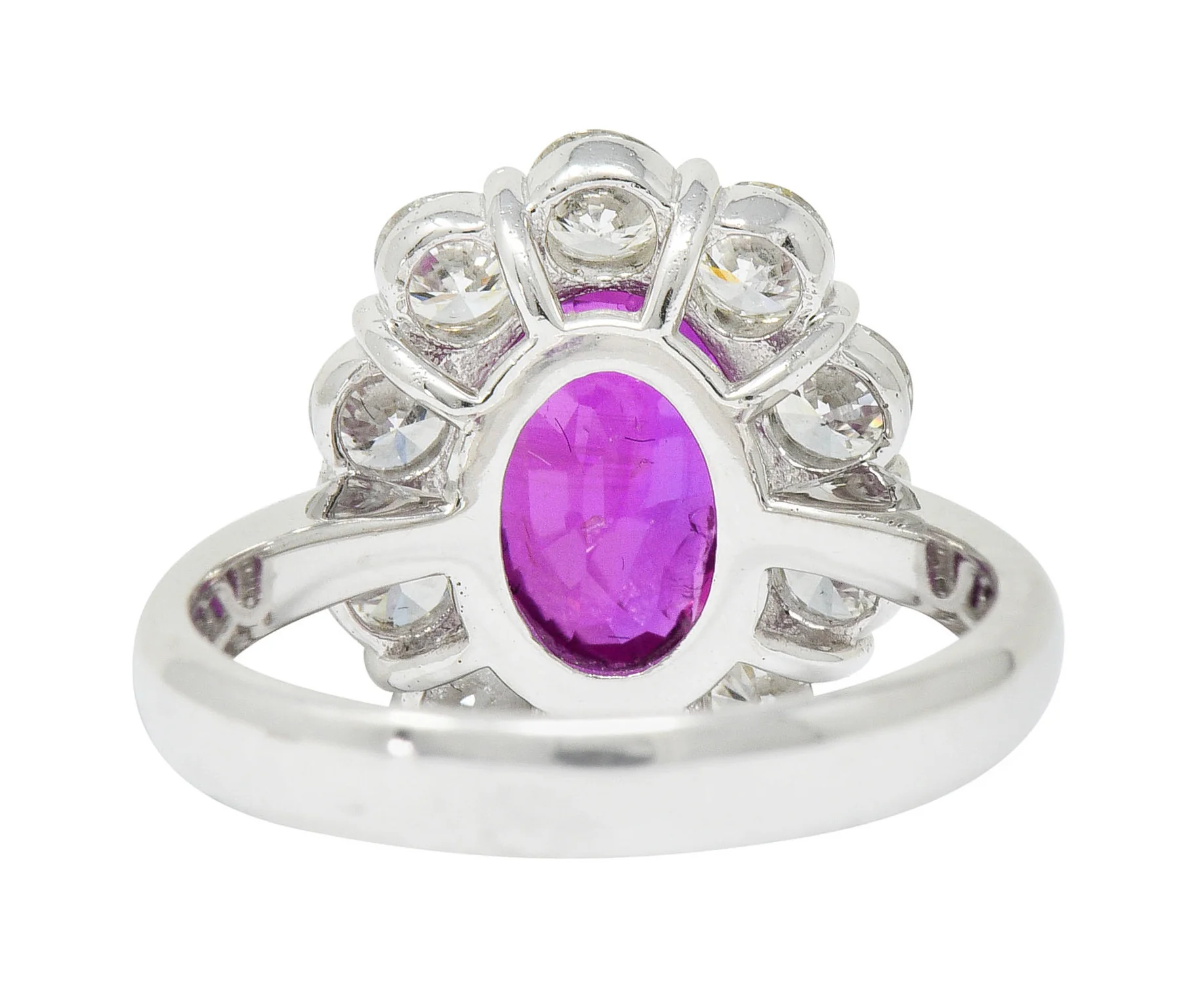 Contemporary 4.66 CTW No Heat Ruby Diamond Platinum Cluster Ring GIA - Image 4