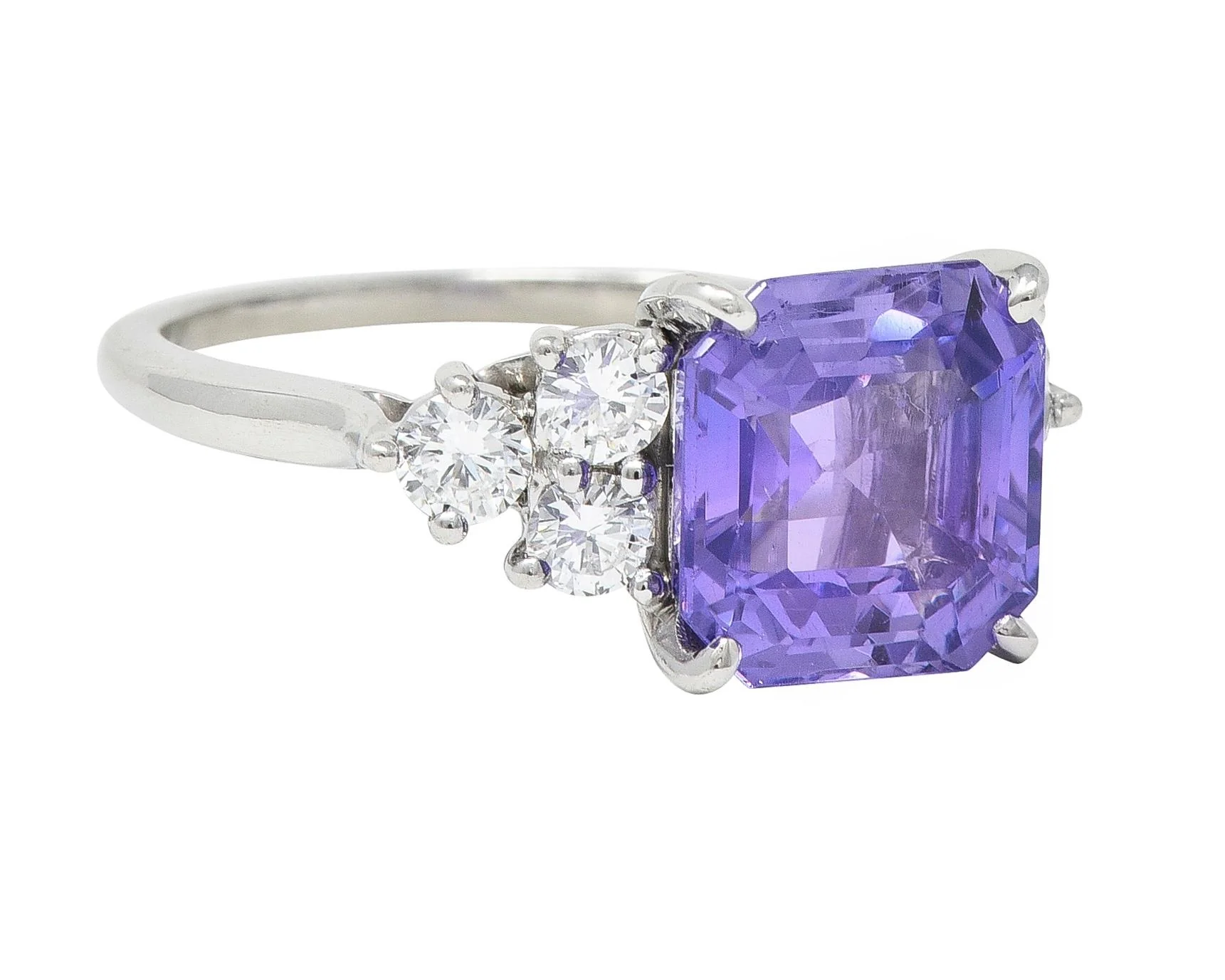 Contemporary 4.75 CTW No Heat Lavender Ceylon Sapphire Diamond Platinum Ring GIA - Image 3