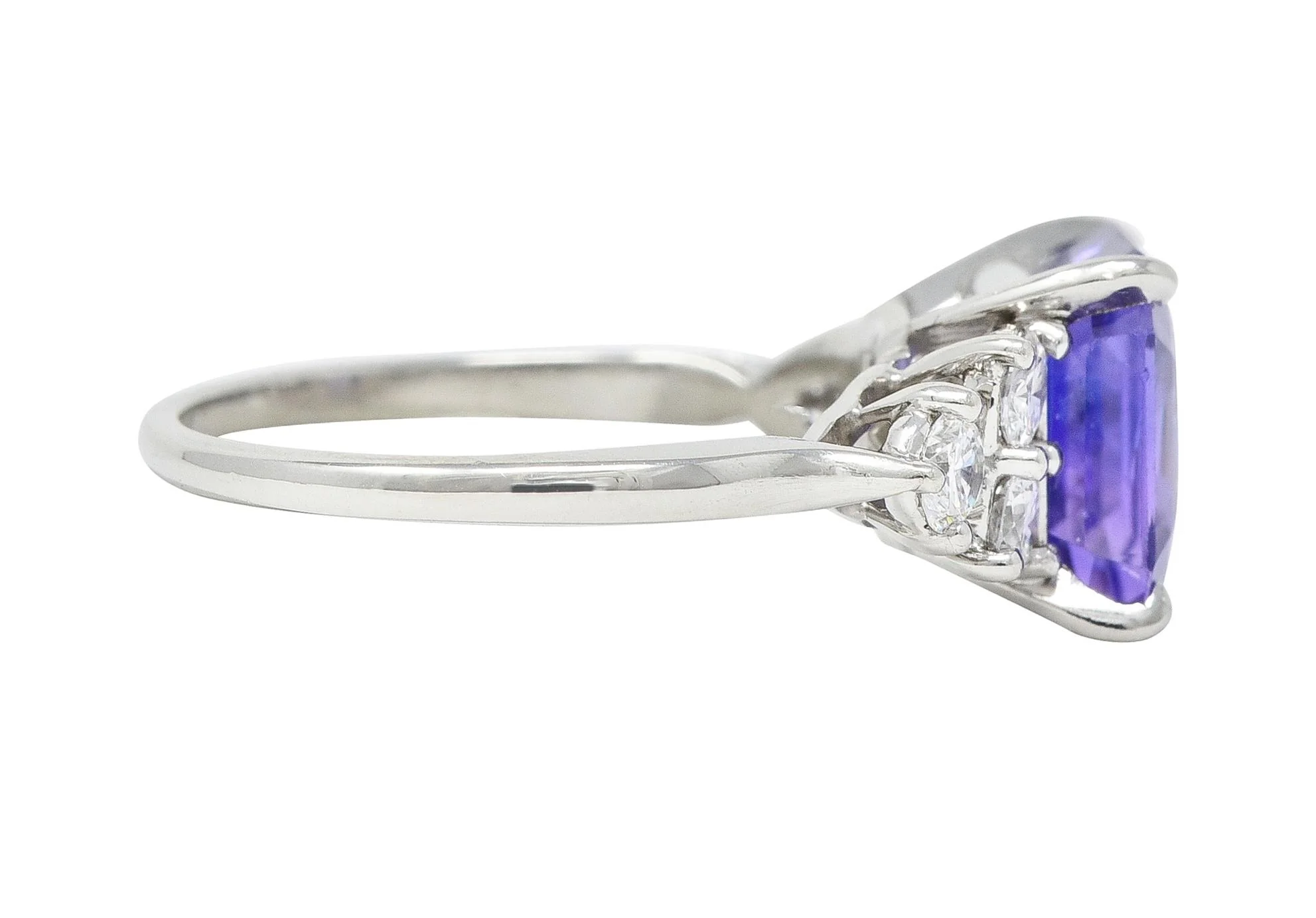 Contemporary 4.75 CTW No Heat Lavender Ceylon Sapphire Diamond Platinum Ring GIA - Image 4