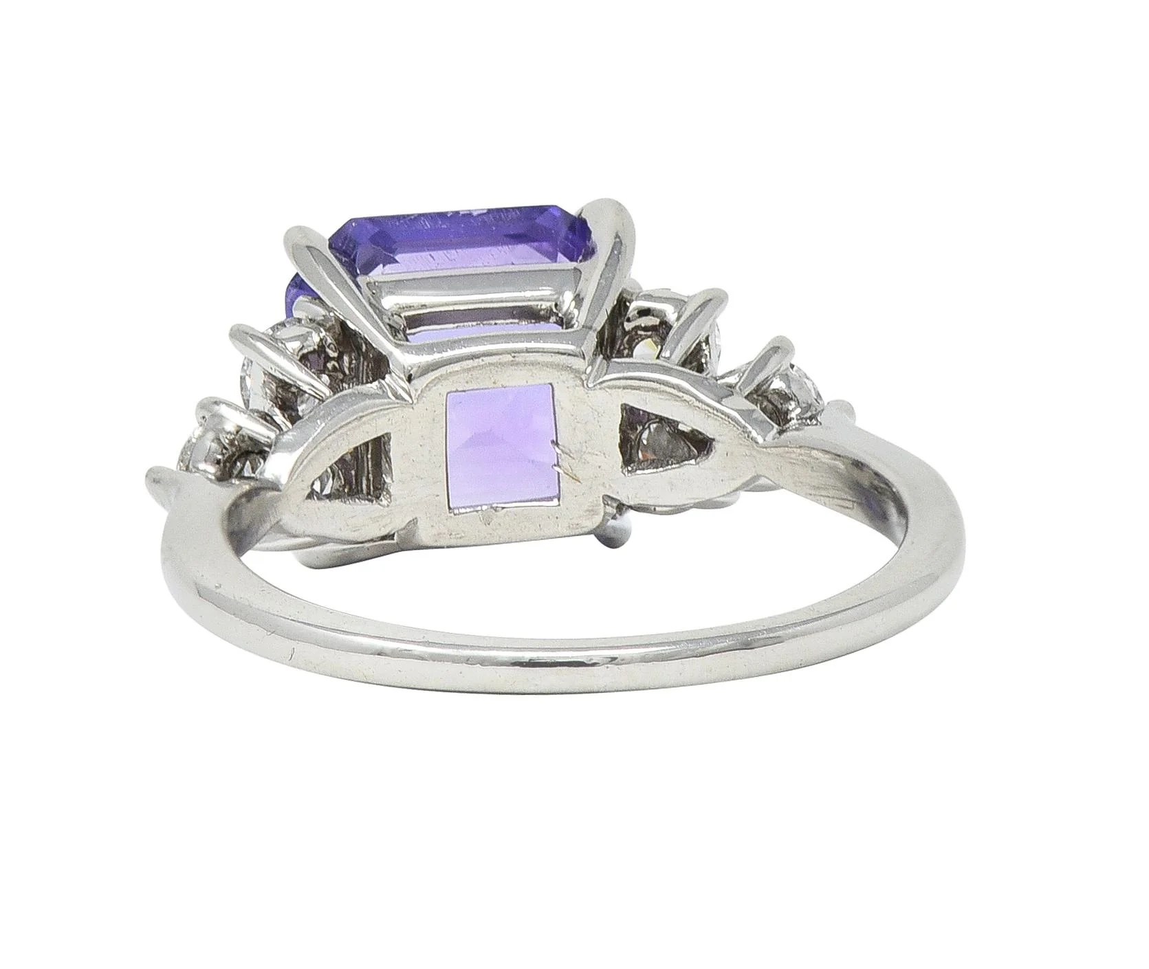 Contemporary 4.75 CTW No Heat Lavender Ceylon Sapphire Diamond Platinum Ring GIA - Image 5