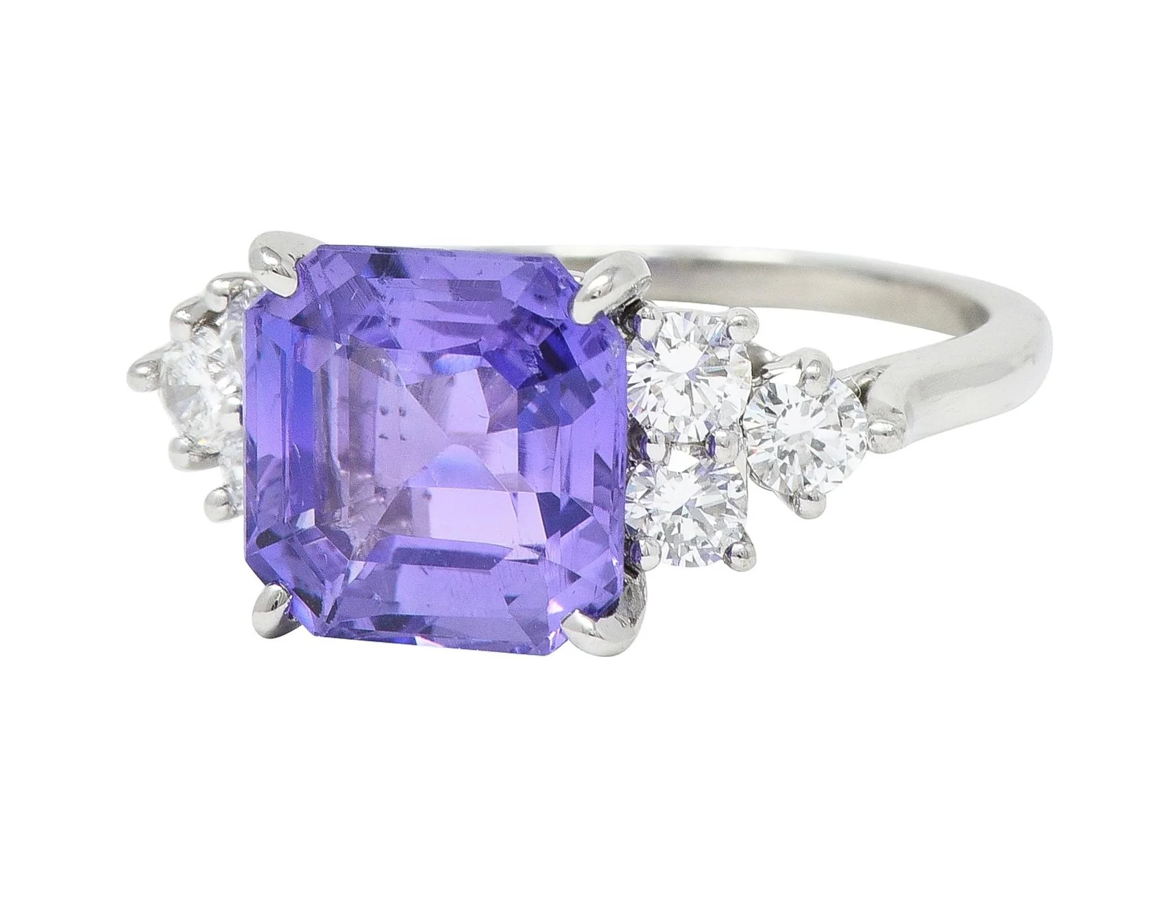 Contemporary 4.75 CTW No Heat Lavender Ceylon Sapphire Diamond Platinum Ring GIA - Image 7