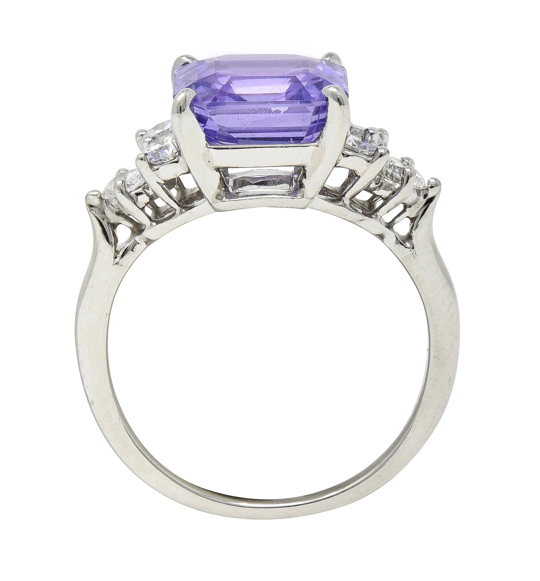 Contemporary 4.75 CTW No Heat Lavender Ceylon Sapphire Diamond Platinum Ring GIA - Image 9