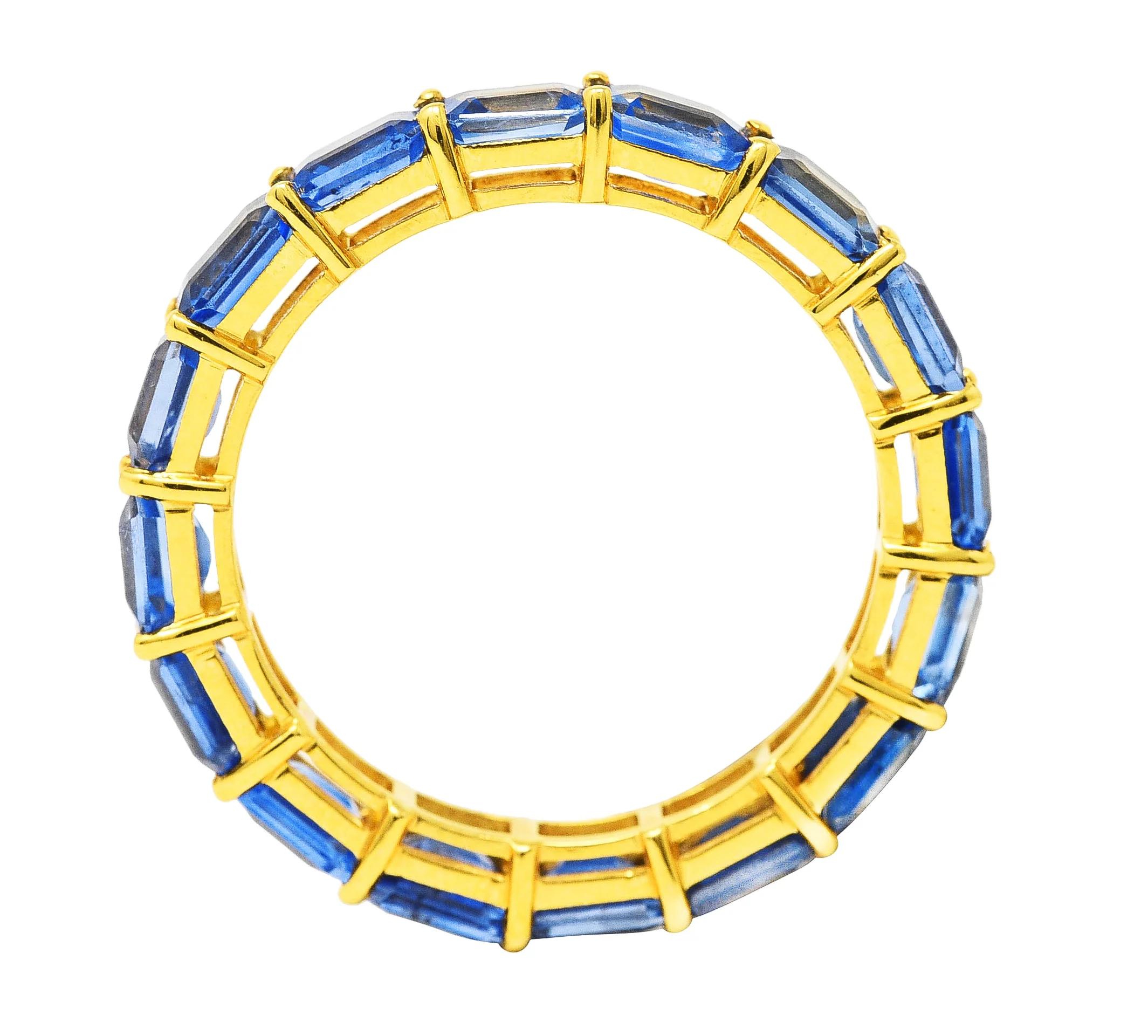 Contemporary 4.80 CTW Emerald Cut Sapphire 18 Karat Yellow Gold Eternity Band Ring - Image 4