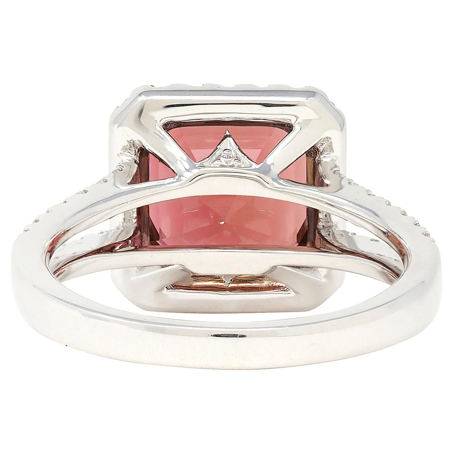 Contemporary 4.93 CTW Tourmaline Diamond 18 Karat White Gold Halo Ring - Image 3