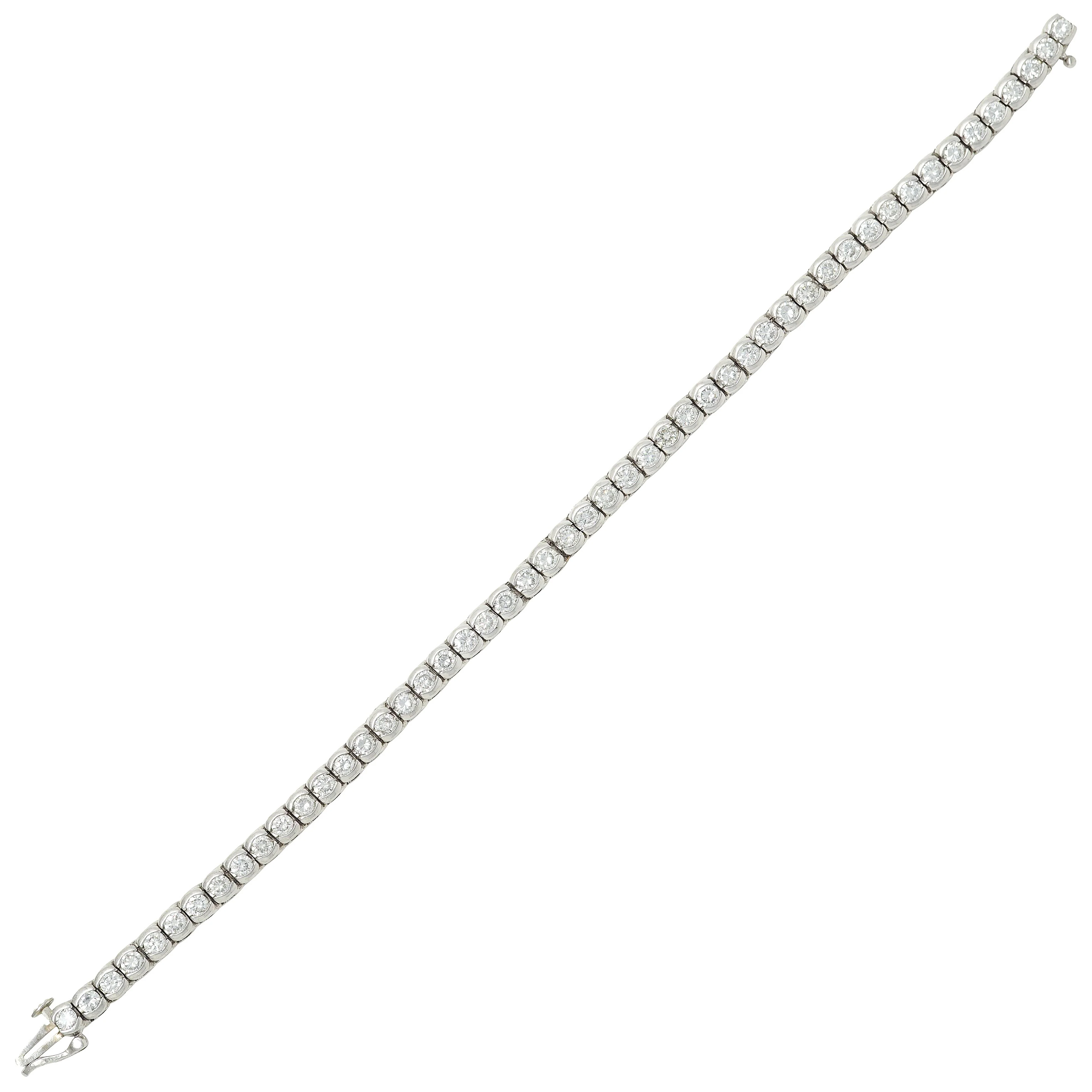 Contemporary 5.00 CTW Diamond Platinum Vintage Semi-Bezel Line Bracelet - Image 2