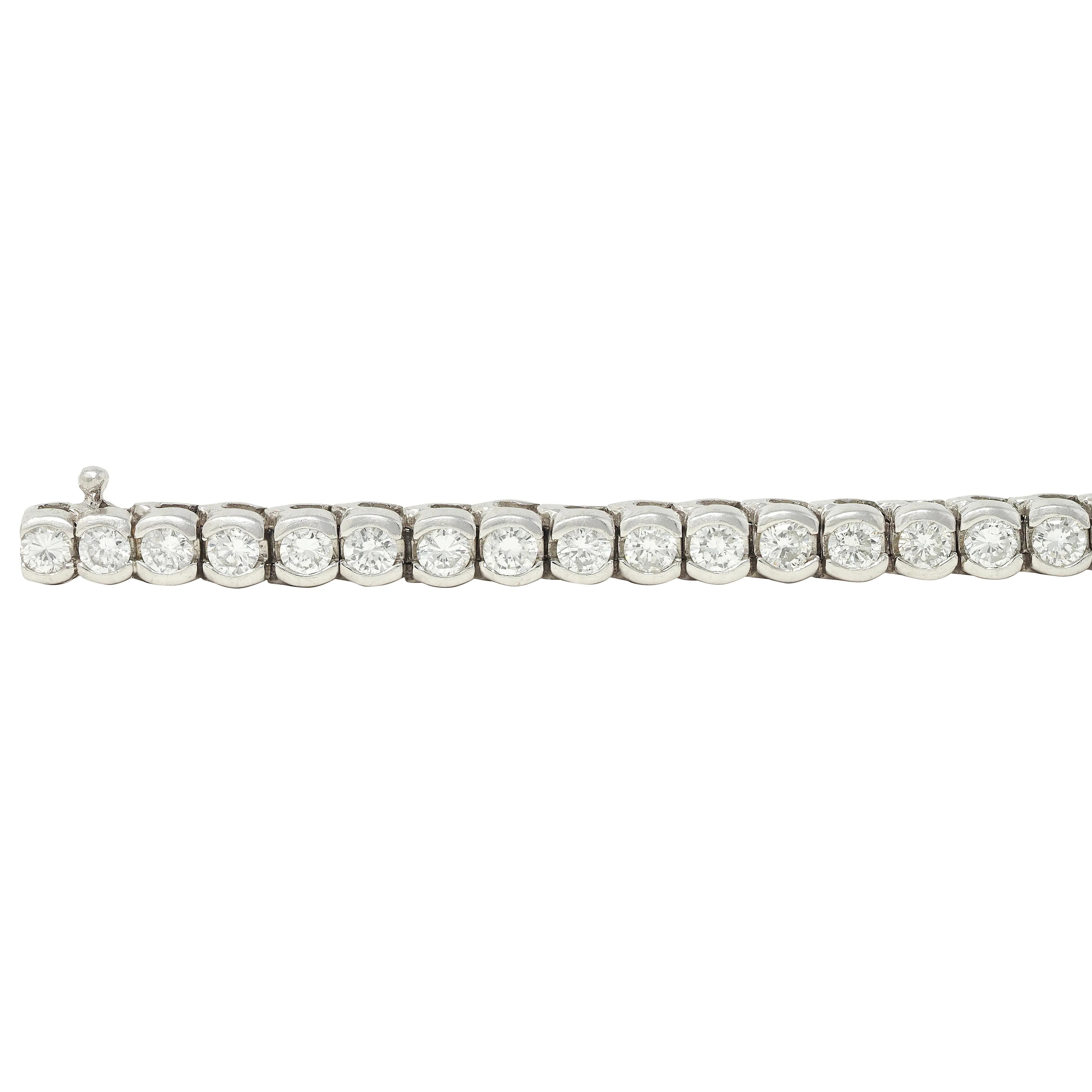 Contemporary 5.00 CTW Diamond Platinum Vintage Semi-Bezel Line Bracelet - Image 3