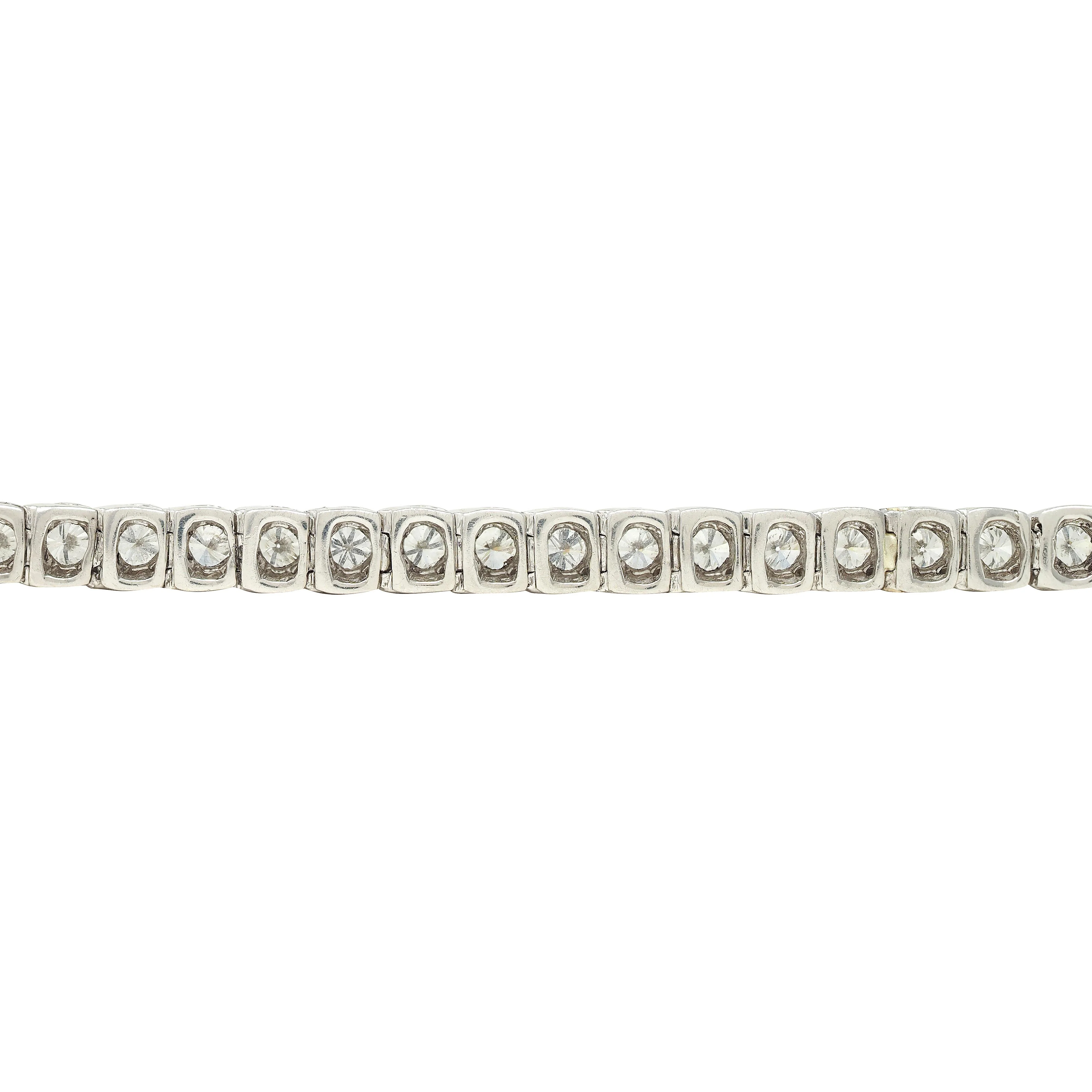Contemporary 5.00 CTW Diamond Platinum Vintage Semi-Bezel Line Bracelet - Image 4