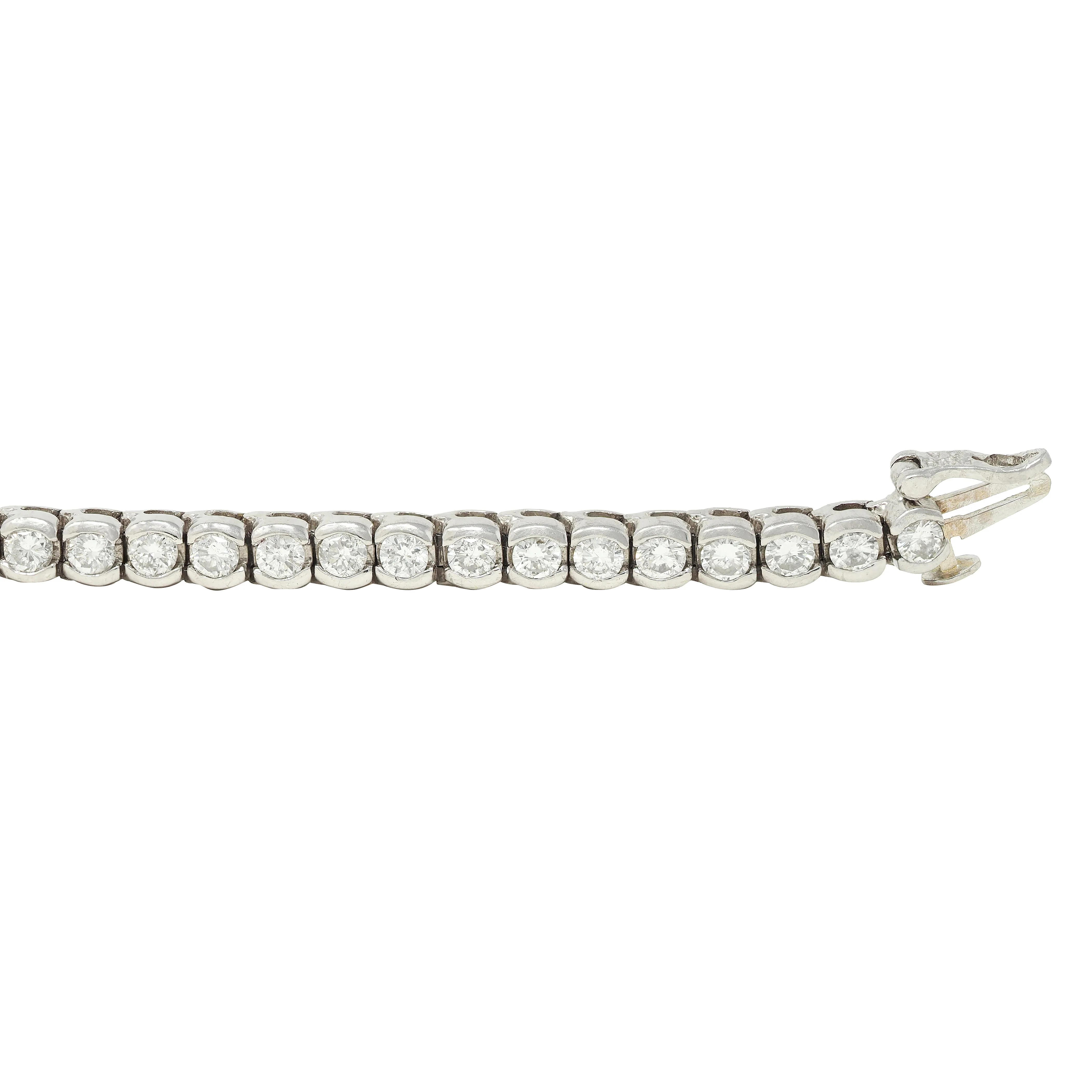 Contemporary 5.00 CTW Diamond Platinum Vintage Semi-Bezel Line Bracelet - Image 5
