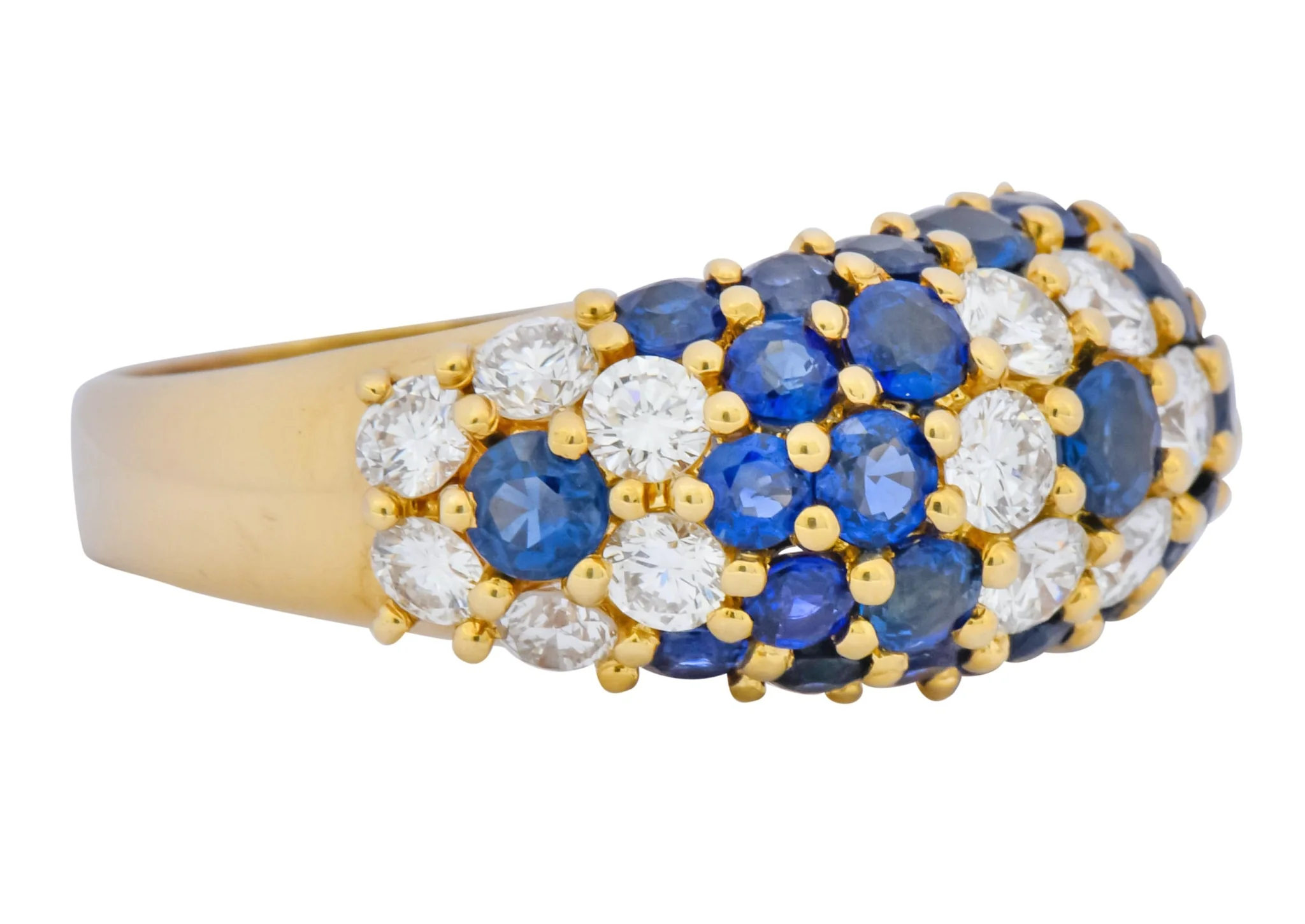 Contemporary 5.06 CTW Sapphire Diamond 18 Karat Gold Bombay Floral Band Ring - Image 2