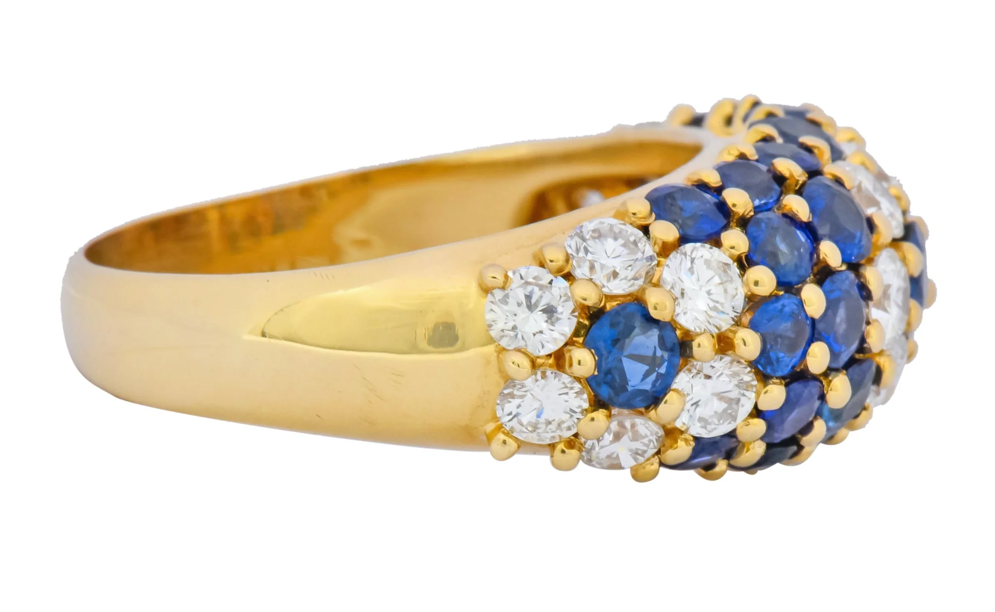 Contemporary 5.06 CTW Sapphire Diamond 18 Karat Gold Bombay Floral Band Ring - Image 3