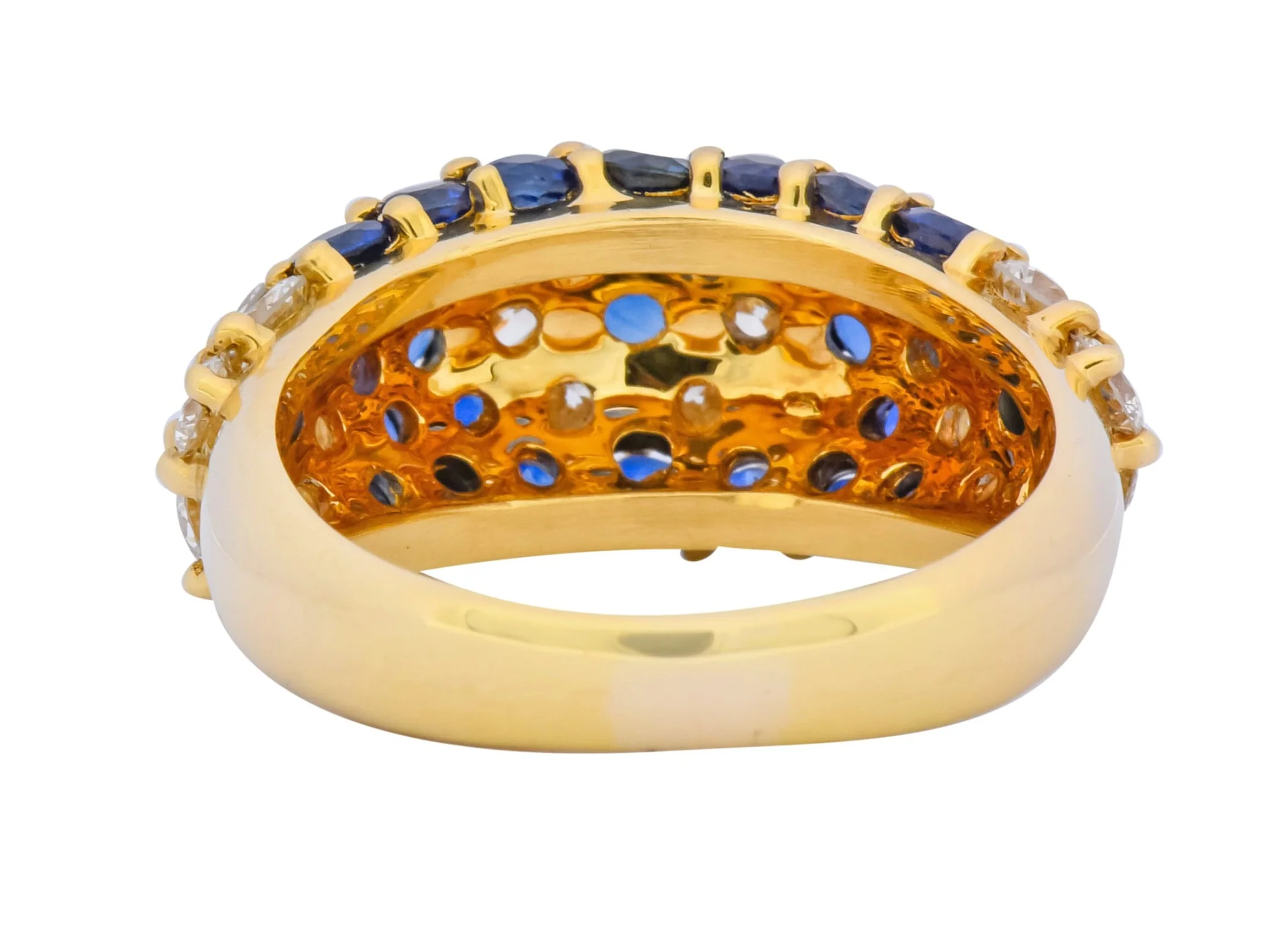 Contemporary 5.06 CTW Sapphire Diamond 18 Karat Gold Bombay Floral Band Ring - Image 4