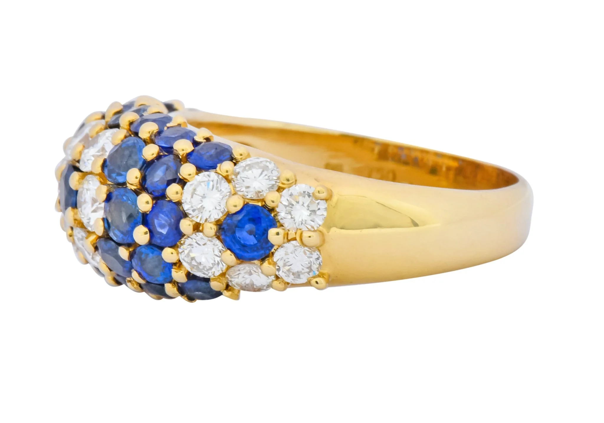 Contemporary 5.06 CTW Sapphire Diamond 18 Karat Gold Bombay Floral Band Ring - Image 5