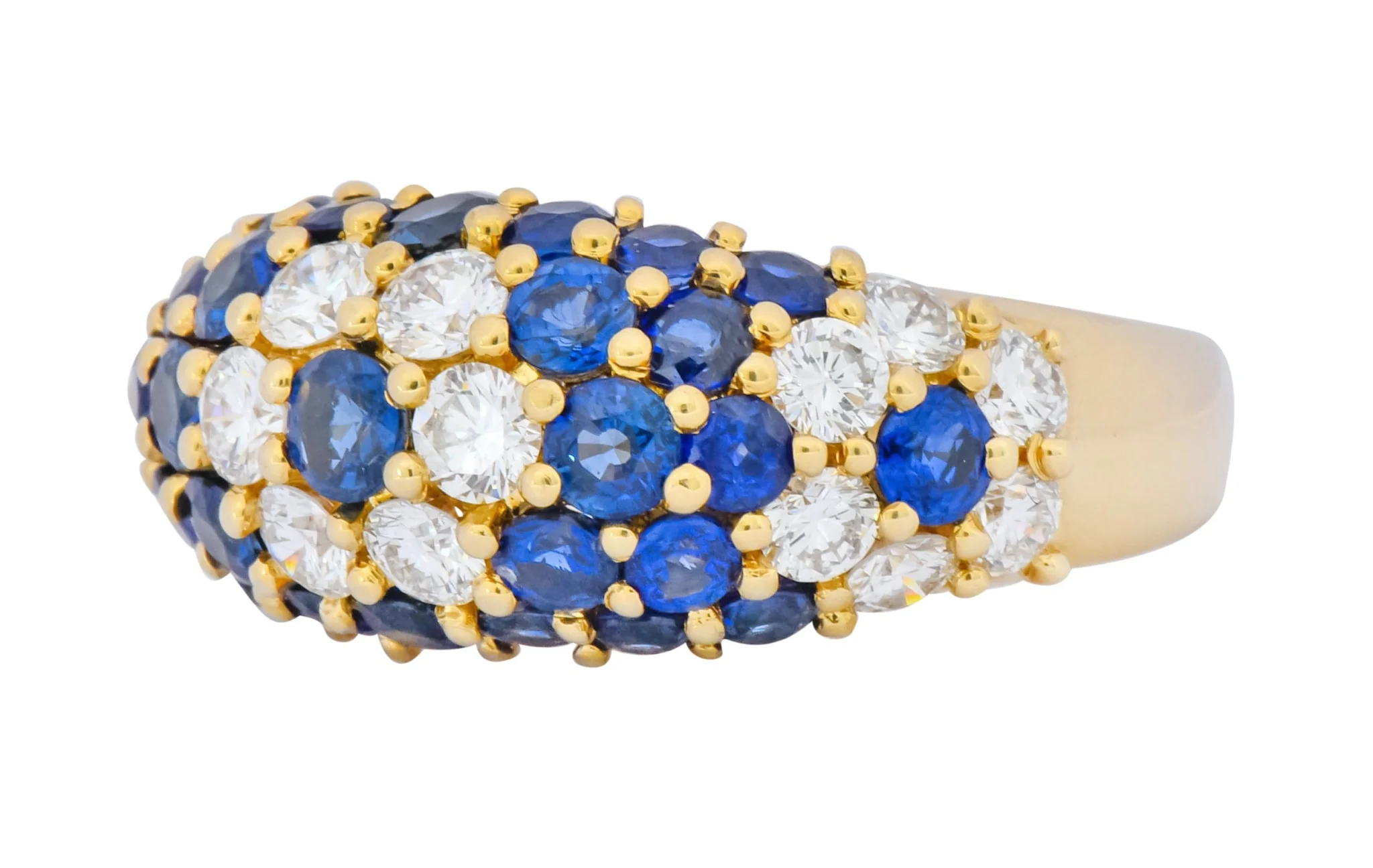 Contemporary 5.06 CTW Sapphire Diamond 18 Karat Gold Bombay Floral Band Ring - Image 6
