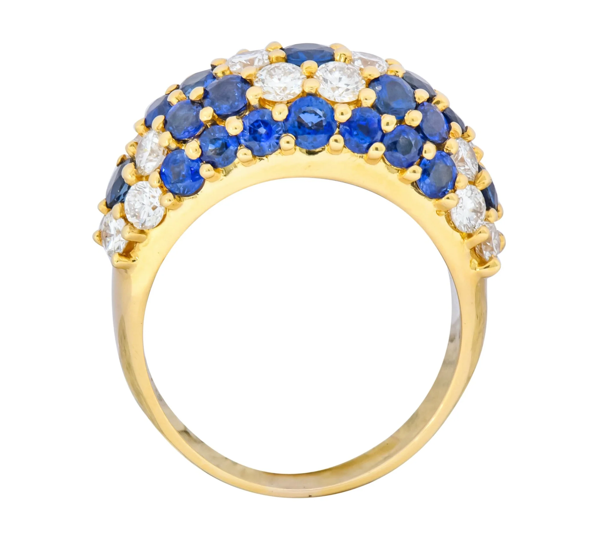 Contemporary 5.06 CTW Sapphire Diamond 18 Karat Gold Bombay Floral Band Ring - Image 7