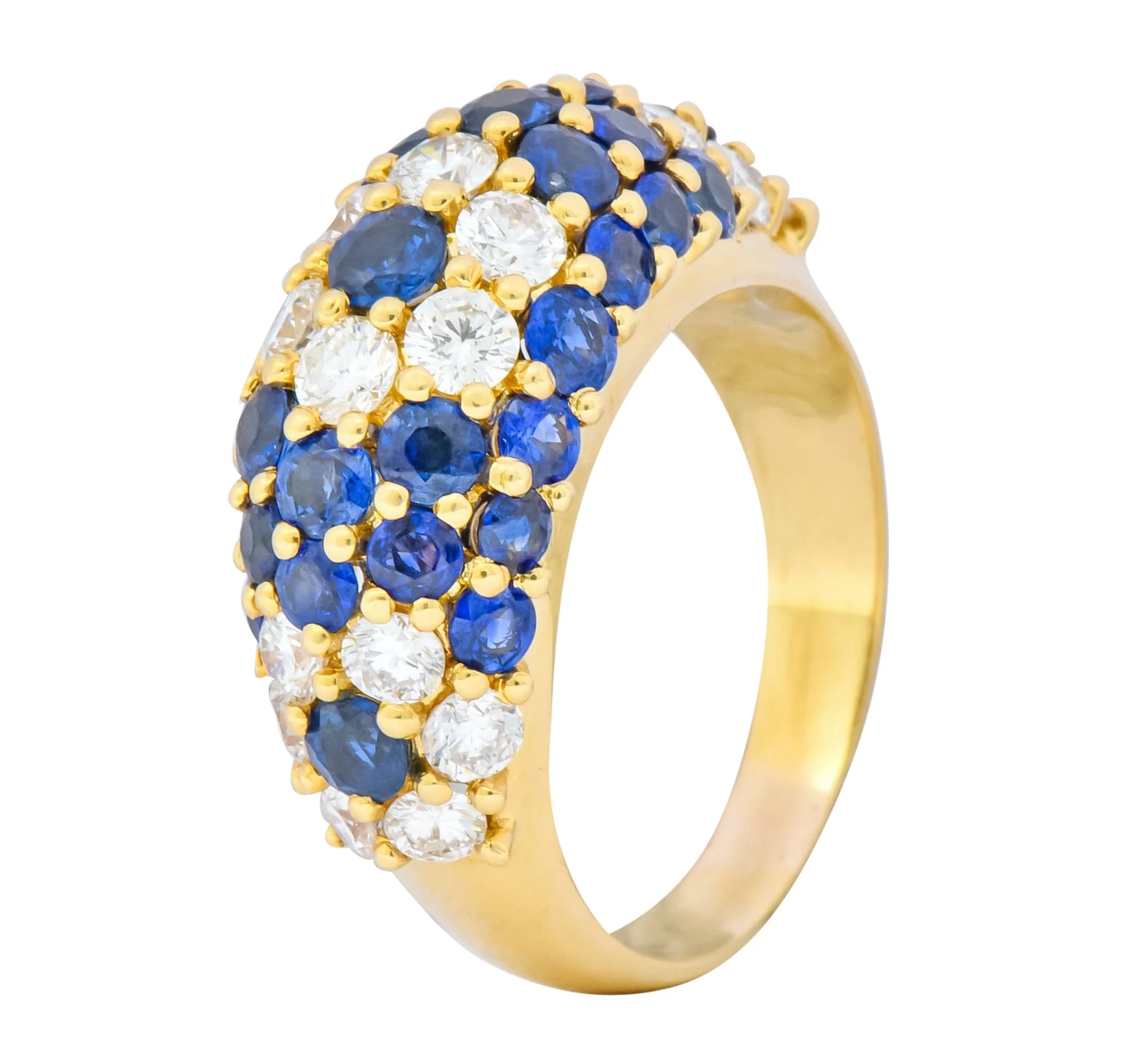 Contemporary 5.06 CTW Sapphire Diamond 18 Karat Gold Bombay Floral Band Ring - Image 8