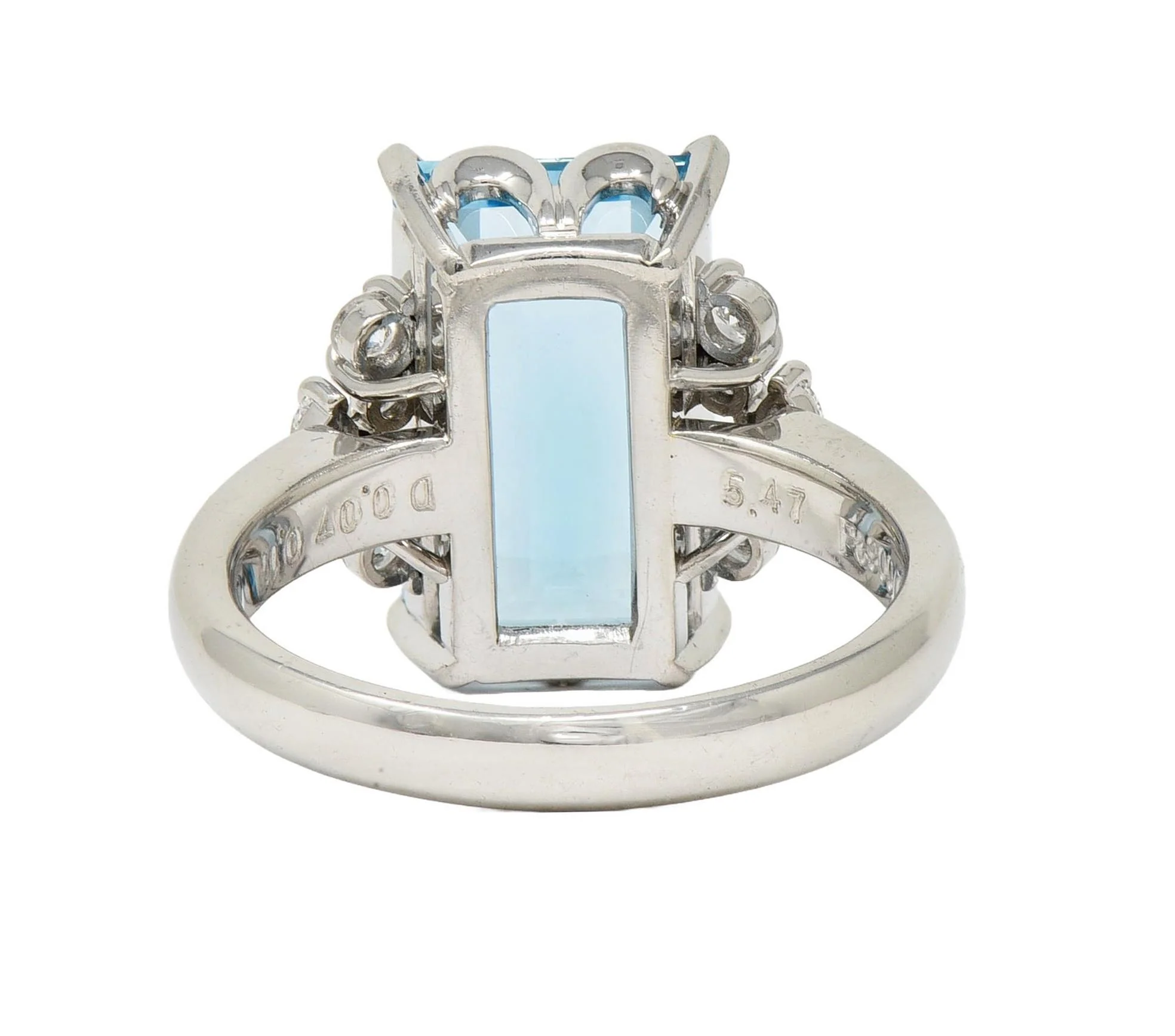 Contemporary 5.71 CTW Aquamarine Diamond Platinum Cluster Cocktail Ring - Image 6