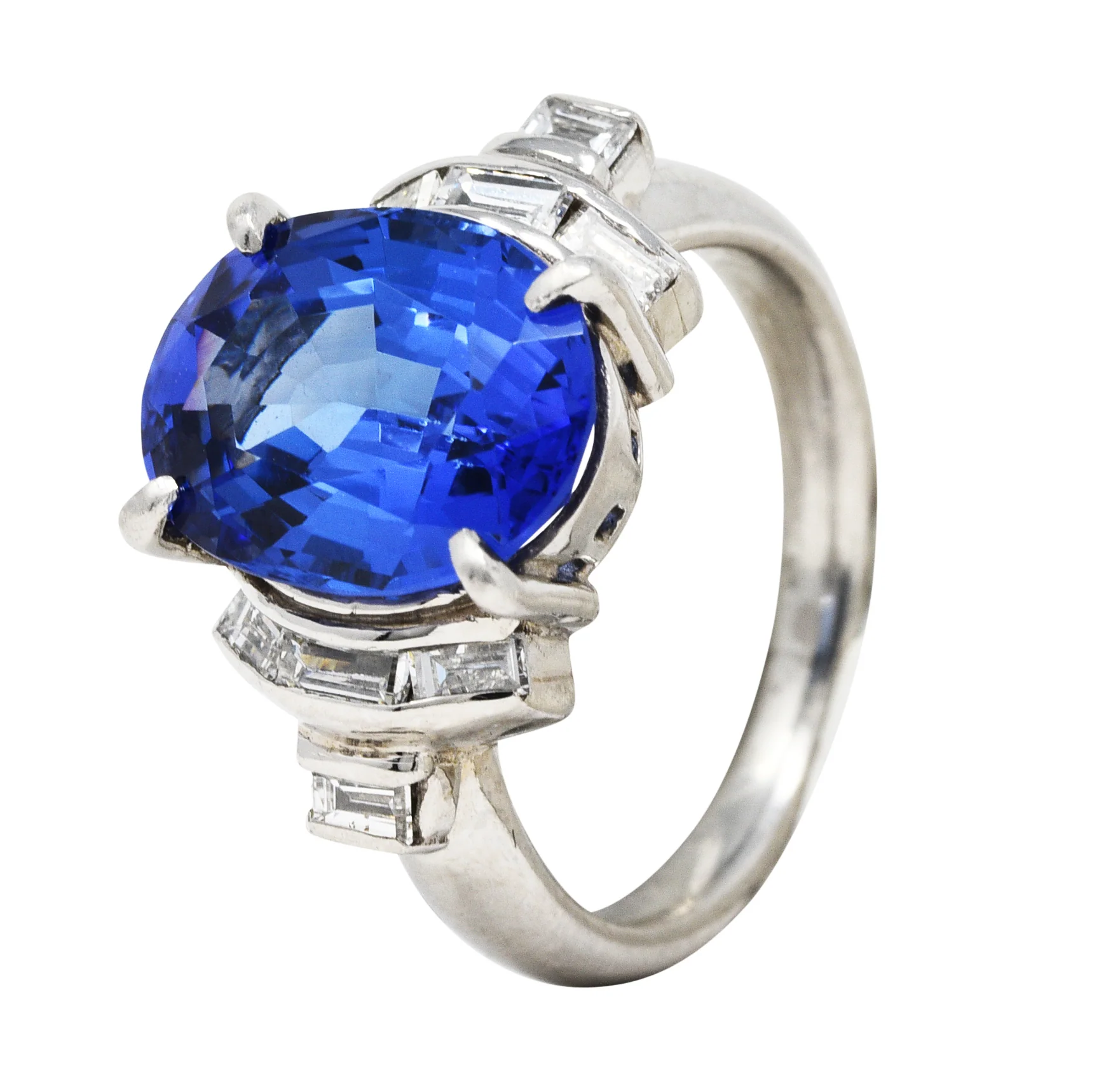 Contemporary 5.89 CTW Tanzanite Diamond Platinum Gemstone Ring - Image 10