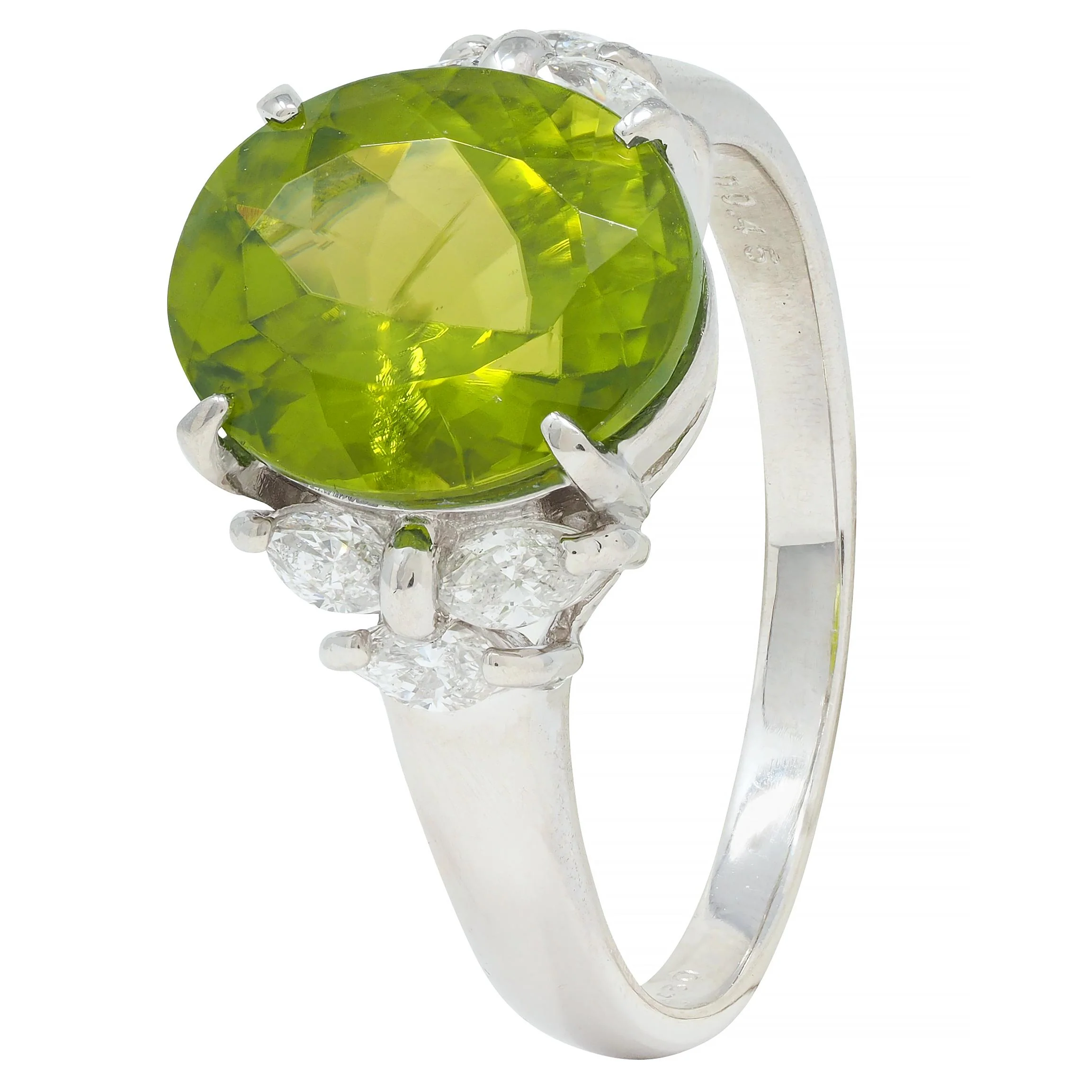 Contemporary 5.91 CTW Peridot Diamond Platinum Cluster Ring - Image 7