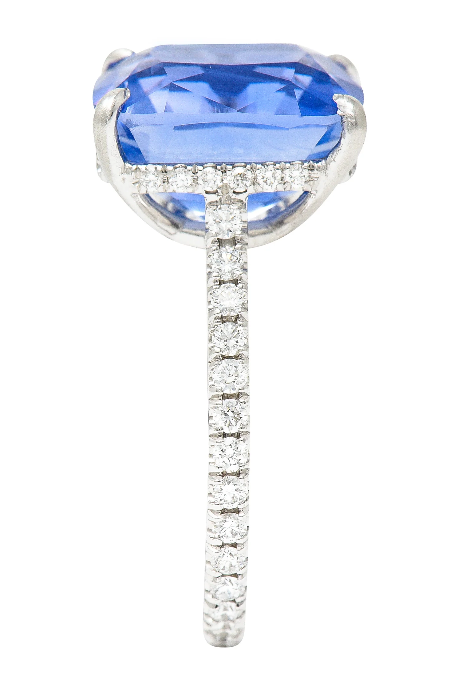 Contemporary 6.07 CTW No-Heat Ceylon Sapphire Diamond Platinum Eternity Band Gemstone Ring AGL - Image 10