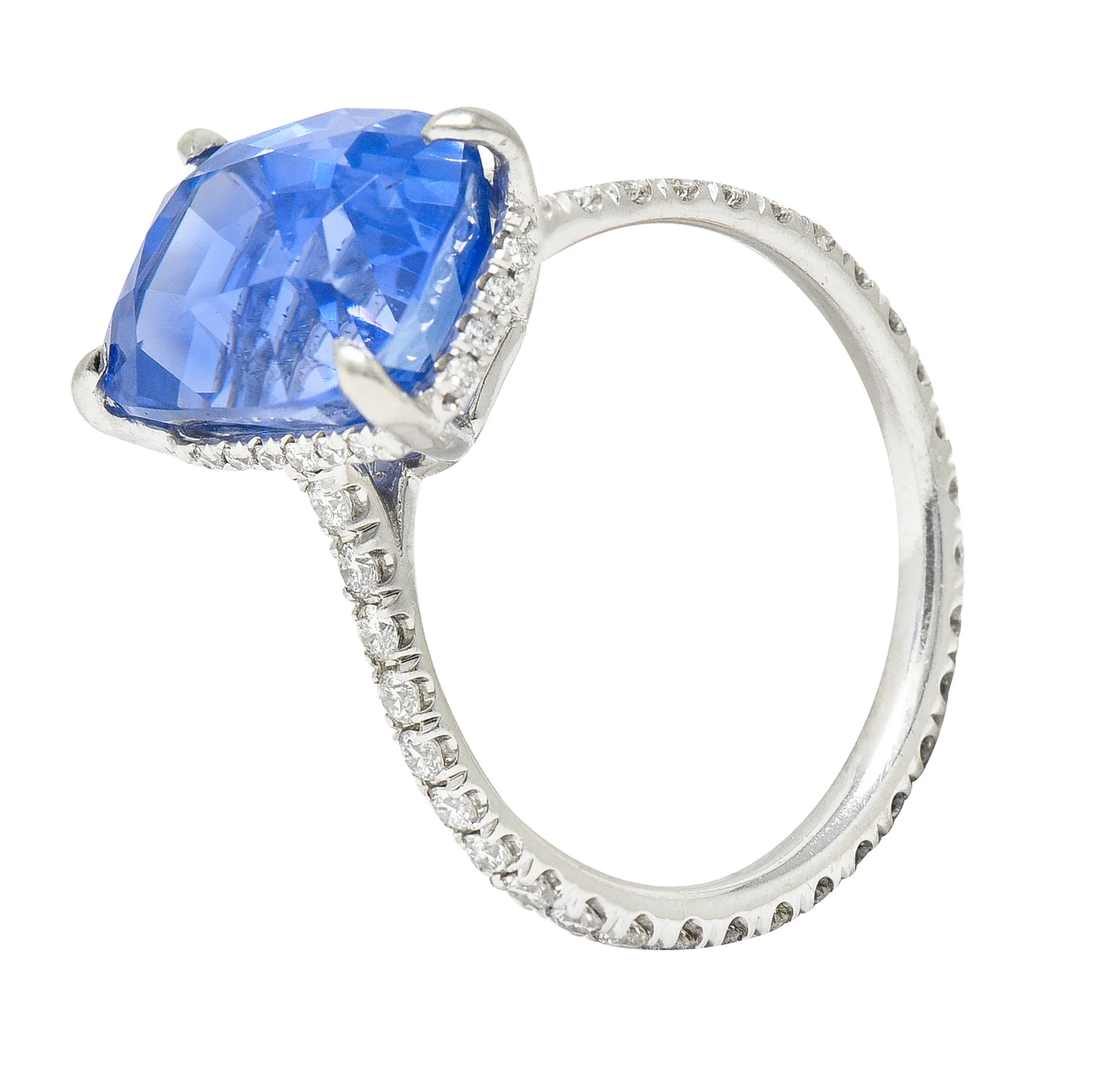 Contemporary 6.07 CTW No-Heat Ceylon Sapphire Diamond Platinum Eternity Band Gemstone Ring AGL - Image 9