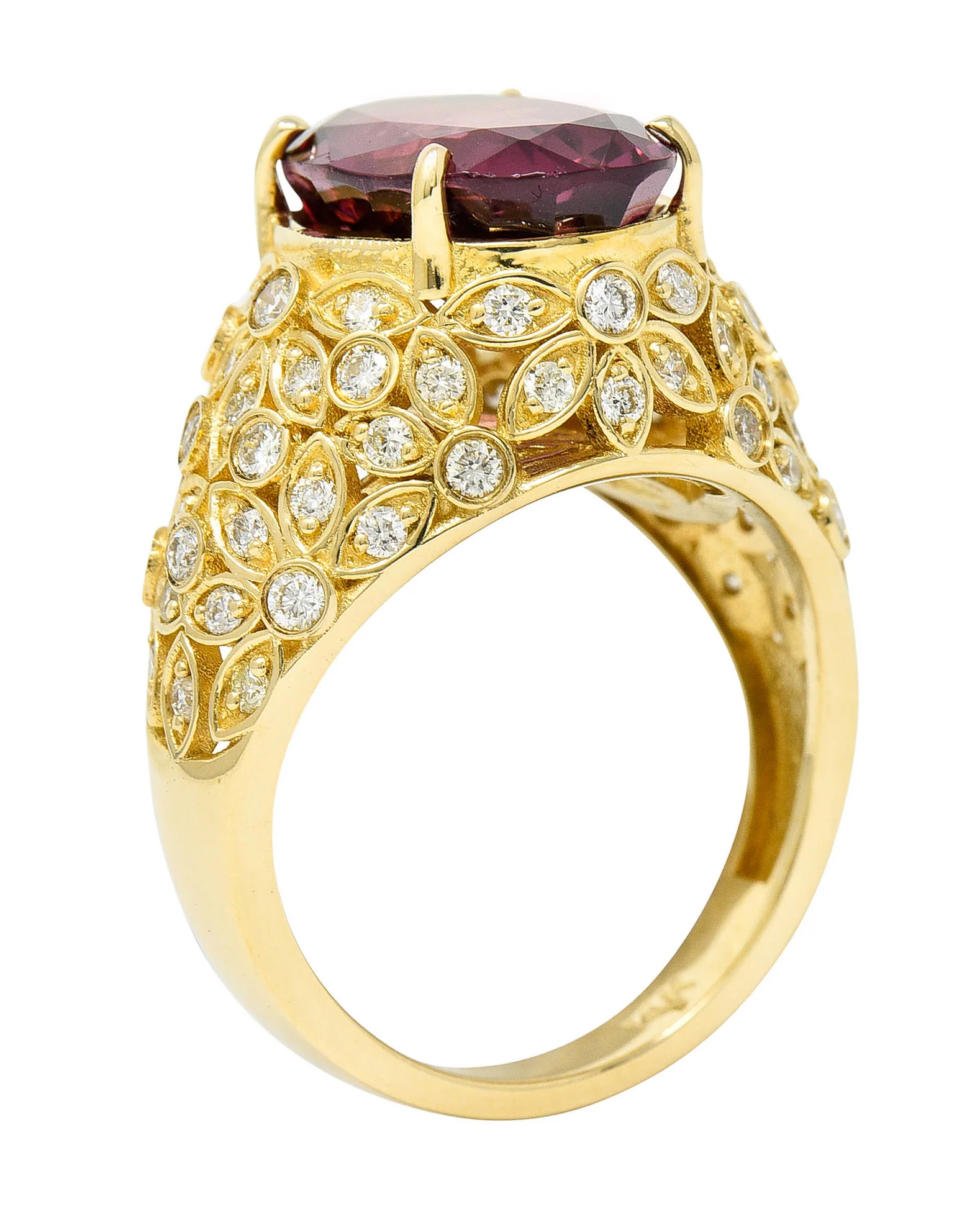 Contemporary 7.51 CTW Spinel Diamond 14 Karat Gold Gemstone Ring - Image 11