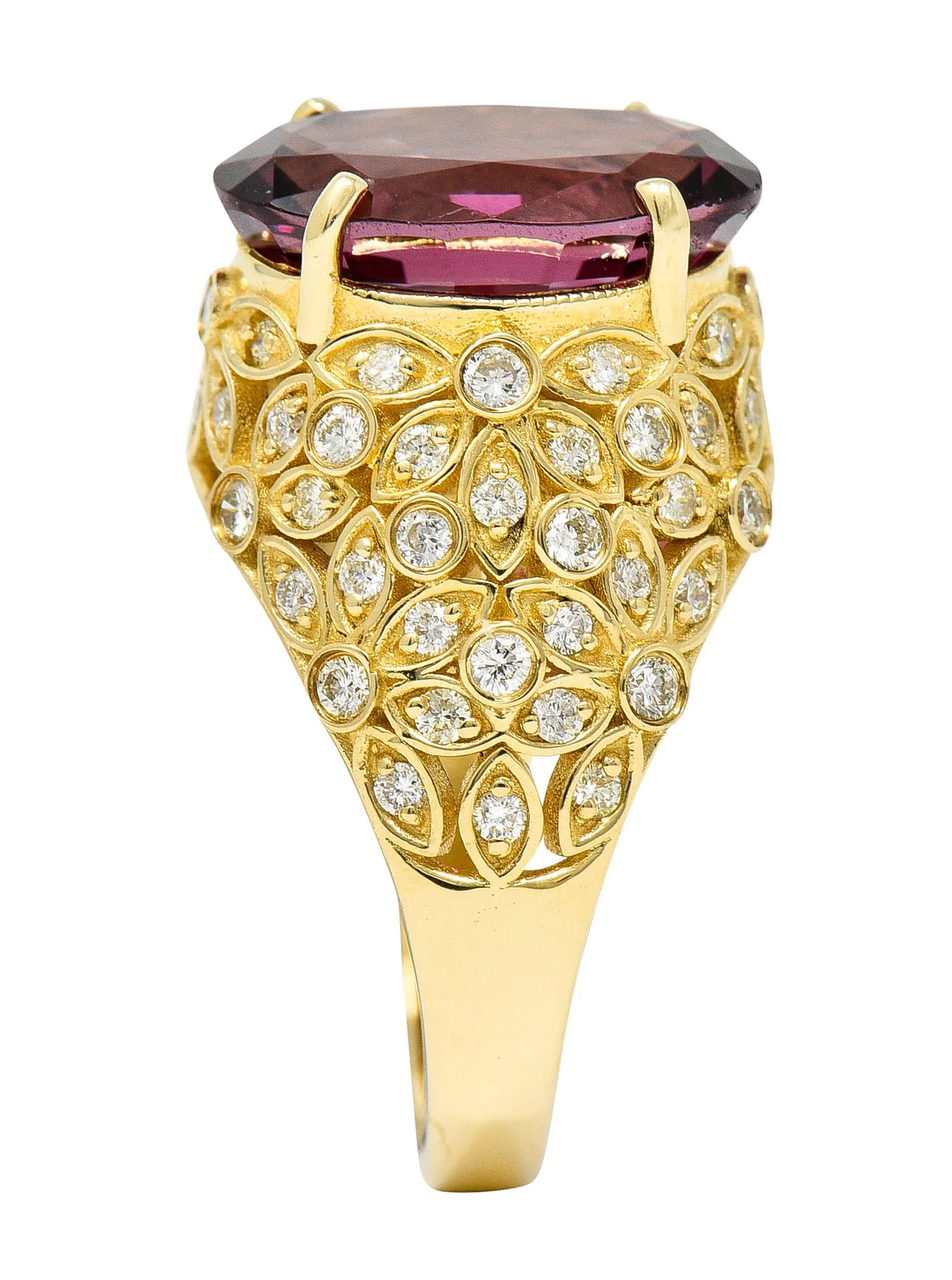 Contemporary 7.51 CTW Spinel Diamond 14 Karat Gold Gemstone Ring - Image 12