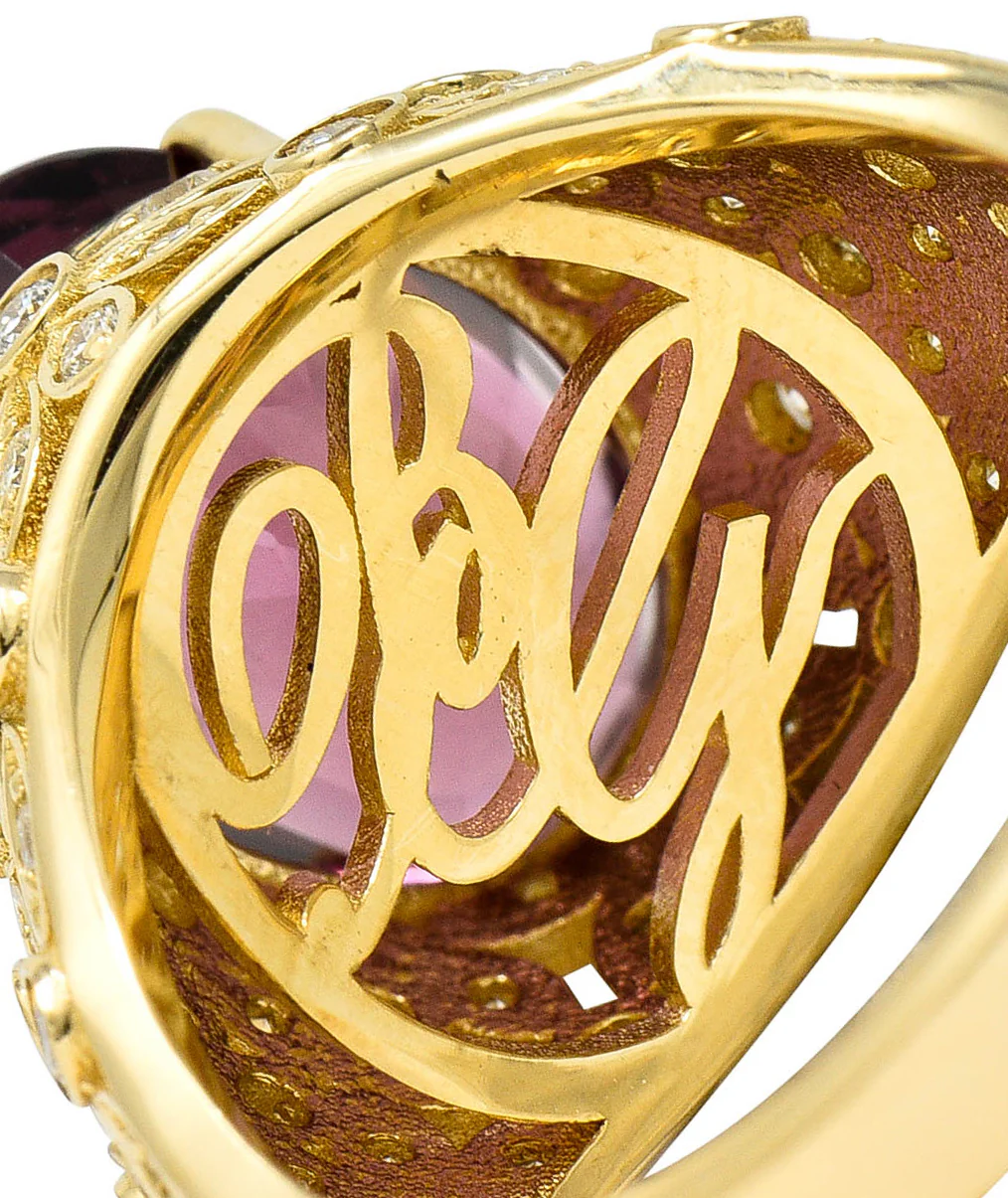 Contemporary 7.51 CTW Spinel Diamond 14 Karat Gold Gemstone Ring - Image 9
