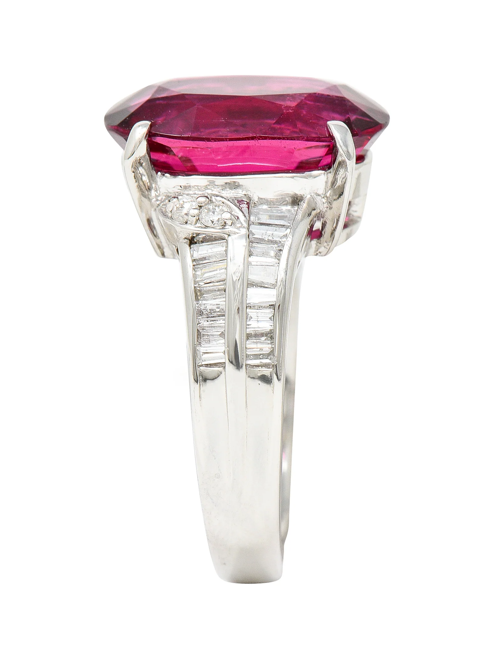 Contemporary 7.54 CTW Rubellite Tourmaline Diamond Platinum Cocktail Ring - Image 11
