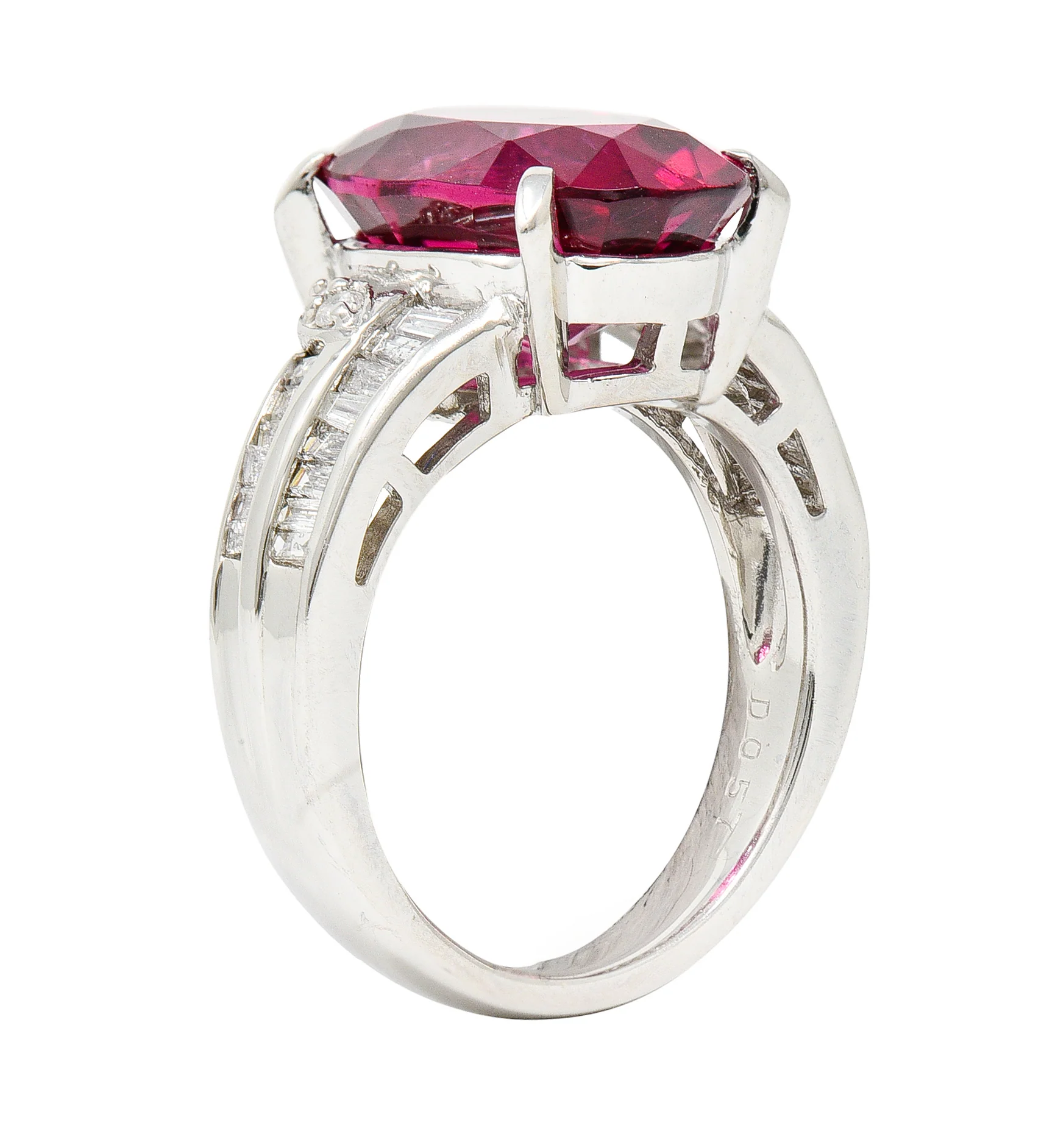 Contemporary 7.54 CTW Rubellite Tourmaline Diamond Platinum Cocktail Ring - Image 12