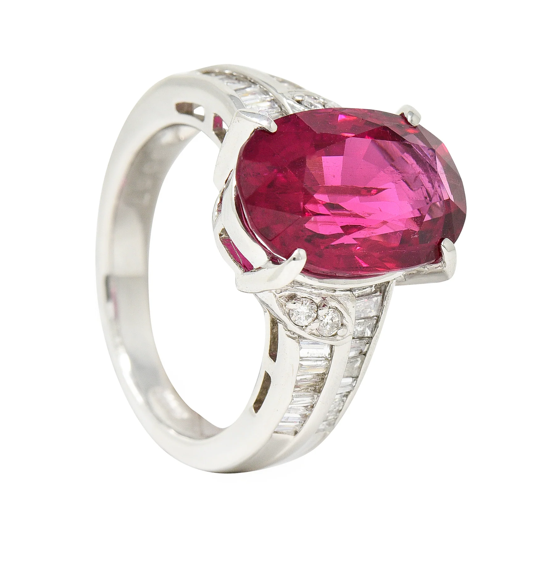 Contemporary 7.54 CTW Rubellite Tourmaline Diamond Platinum Cocktail Ring - Image 13