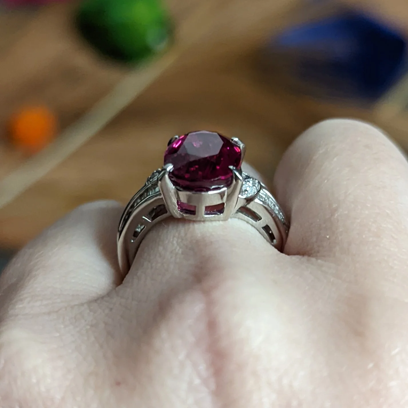 Contemporary 7.54 CTW Rubellite Tourmaline Diamond Platinum Cocktail Ring - Image 16