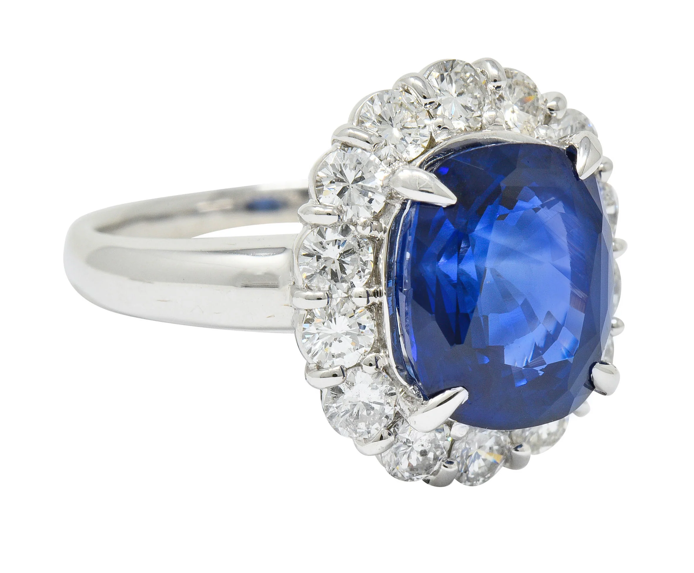 Contemporary 8.35 CTW Sapphire Diamond Platinum Cluster Ring - Image 2