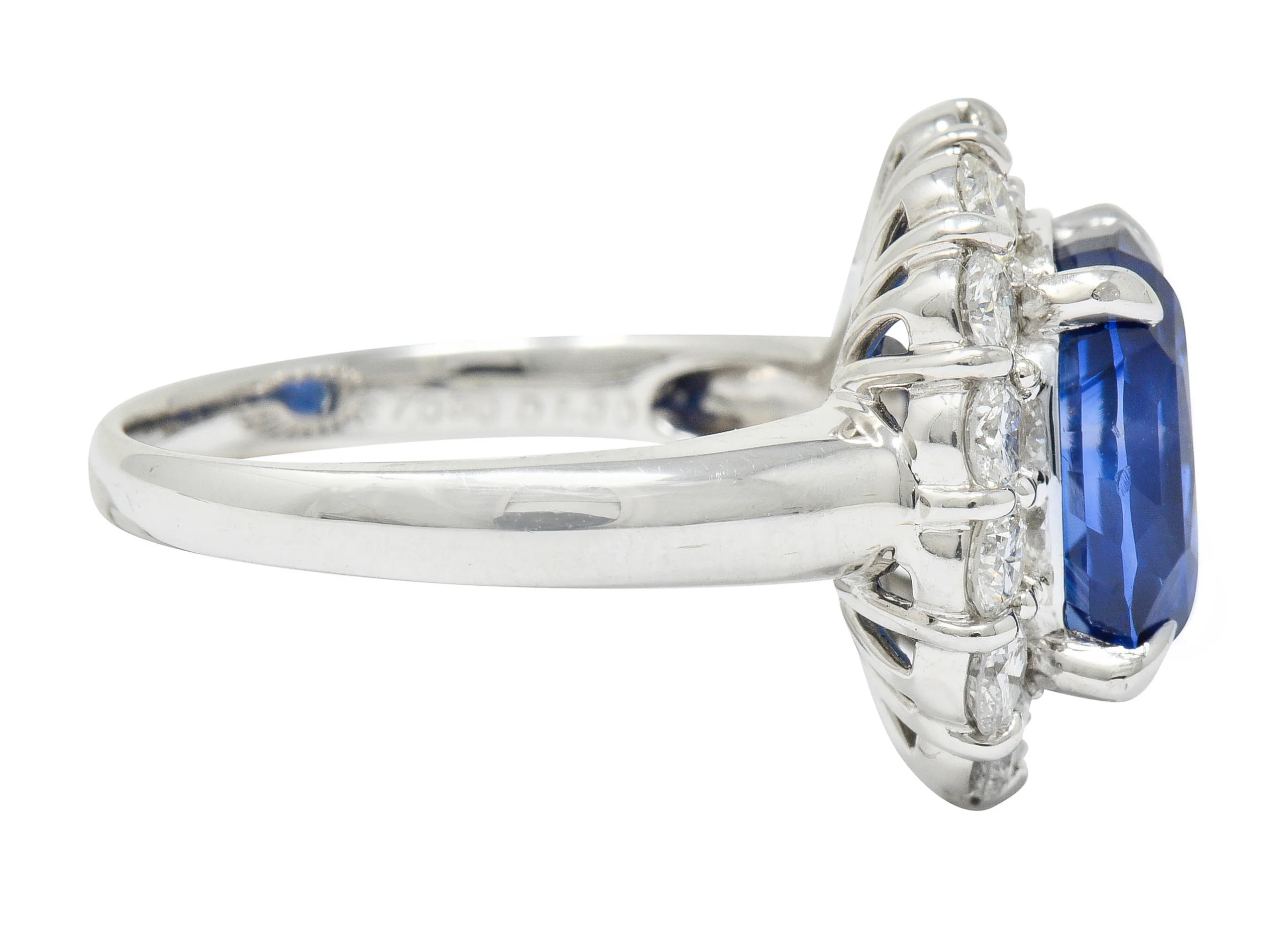Contemporary 8.35 CTW Sapphire Diamond Platinum Cluster Ring - Image 3