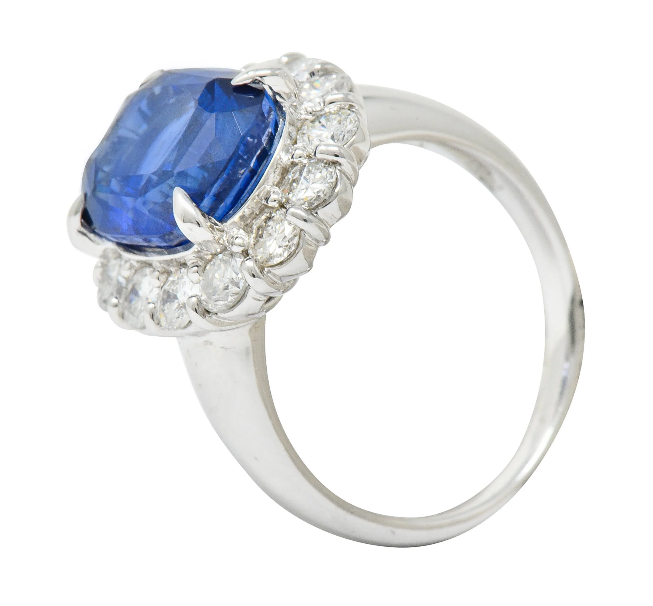 Contemporary 8.35 CTW Sapphire Diamond Platinum Cluster Ring - Image 9