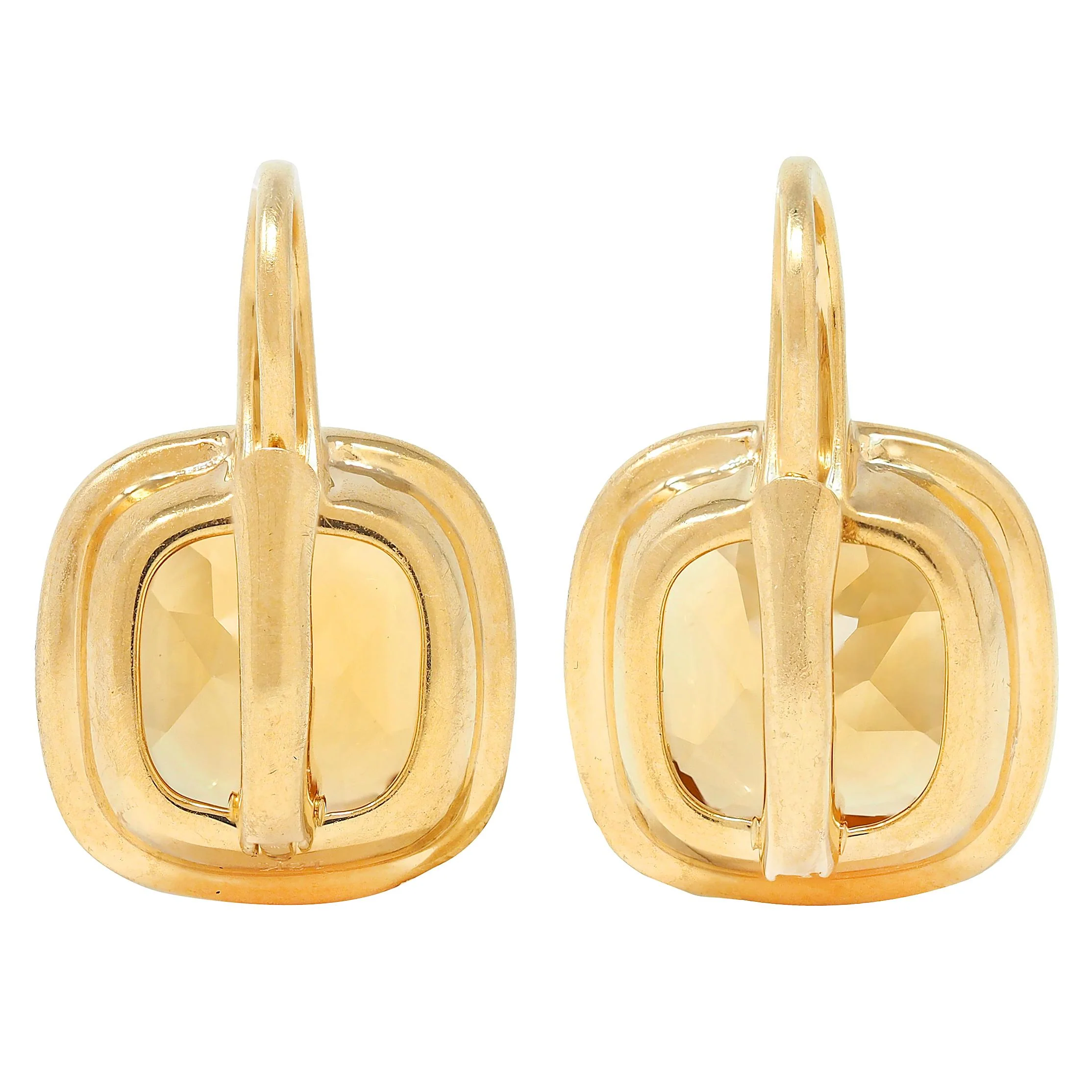Contemporary 8.64 CTW Citrine Diamond 18 Karat Yellow Gold Drop Earrings - Image 4