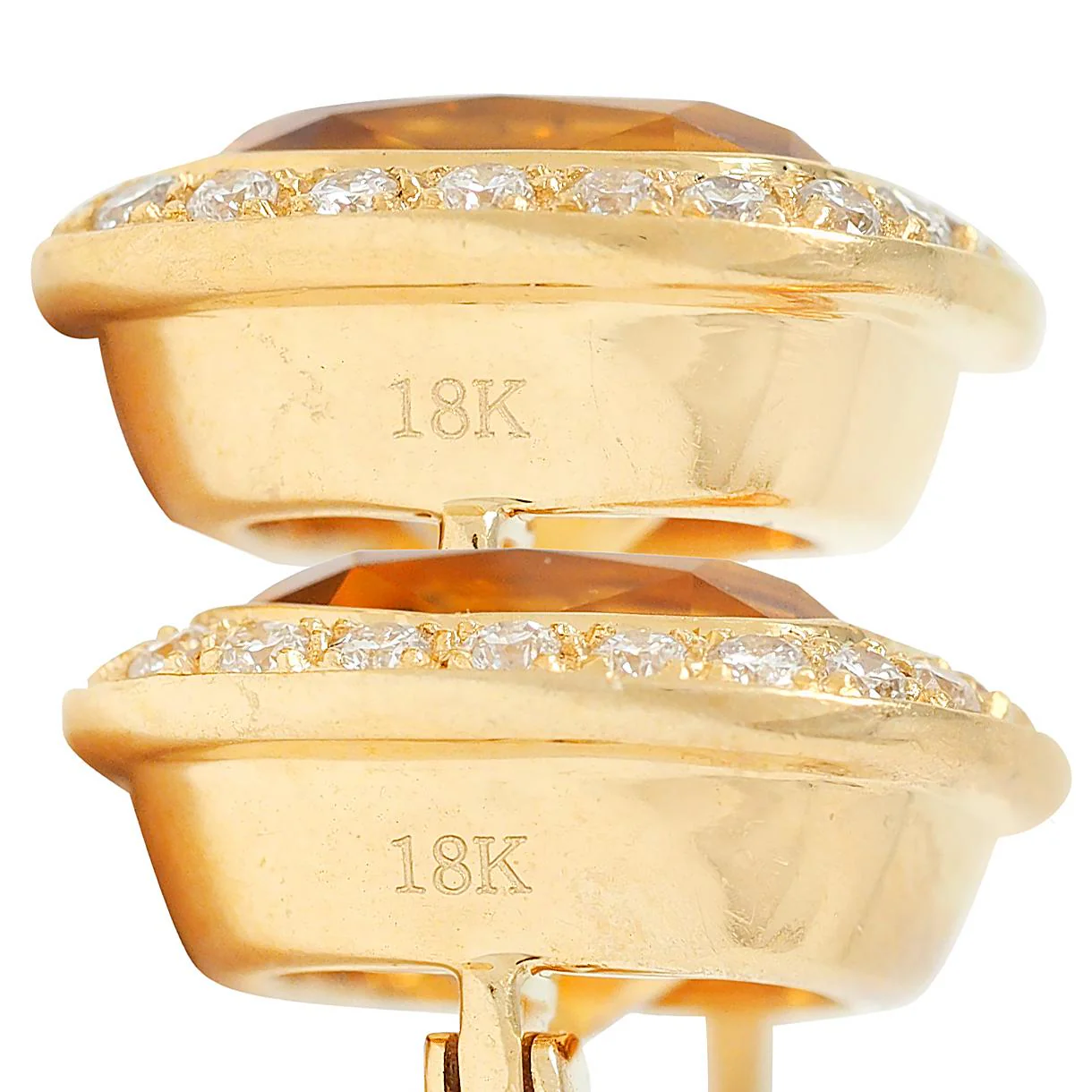 Contemporary 8.64 CTW Citrine Diamond 18 Karat Yellow Gold Drop Earrings - Image 6