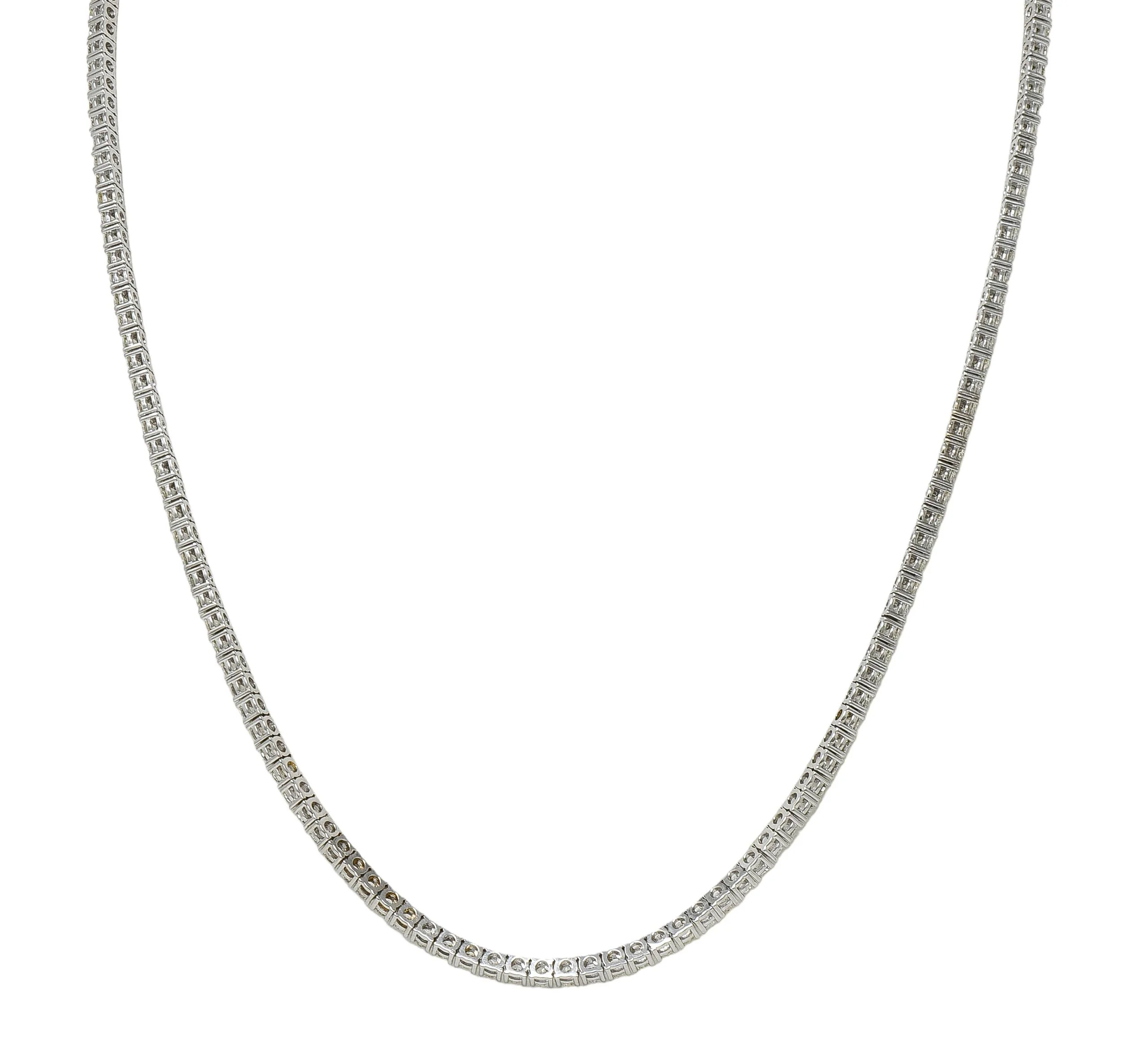 Contemporary 8.75 CTW Round Brilliant Cut Diamond 14 Karat White Gold Riviera Necklace - Image 5